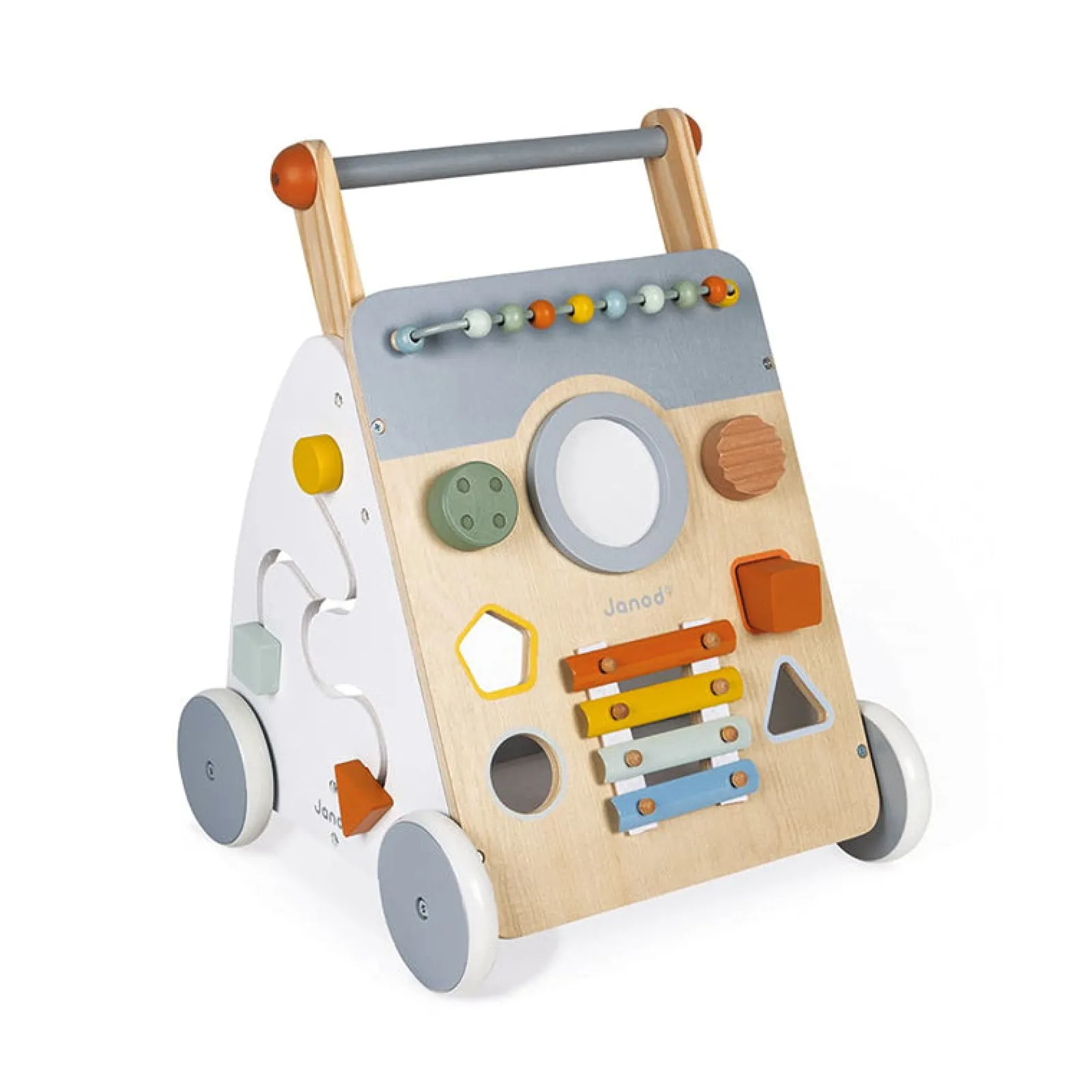 Little Helper Wooden Toys & Educational Toys | Montessori Toys & Products | 100% Eco Wooden Montessori 9-Piece Activity Baby Walker | Removable Brake | 12m+