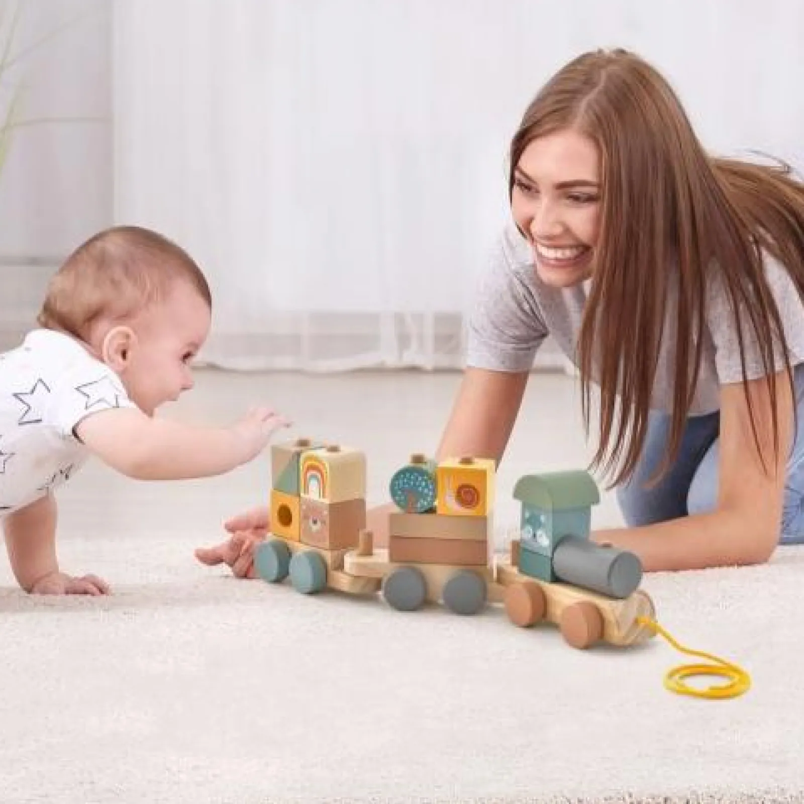 Little Helper Wooden Toys & Educational Toys | Role Play Toys & Pretend Play | 100% Eco Wooden Pull Along Stacking Train Set | Wooden Toy | Stacking Blocks | 18m+