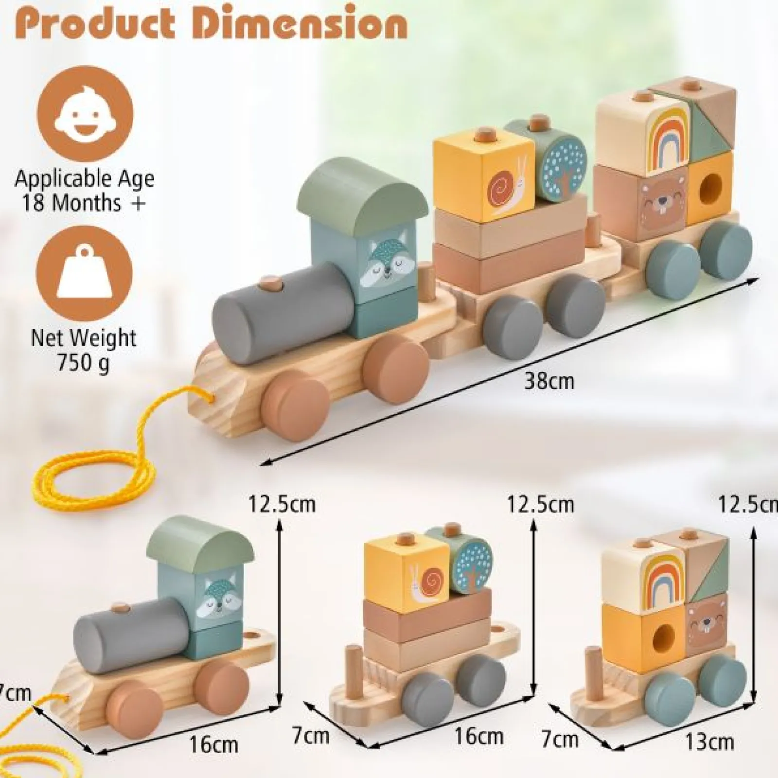 Little Helper Wooden Toys & Educational Toys | Role Play Toys & Pretend Play | 100% Eco Wooden Pull Along Stacking Train Set | Wooden Toy | Stacking Blocks | 18m+