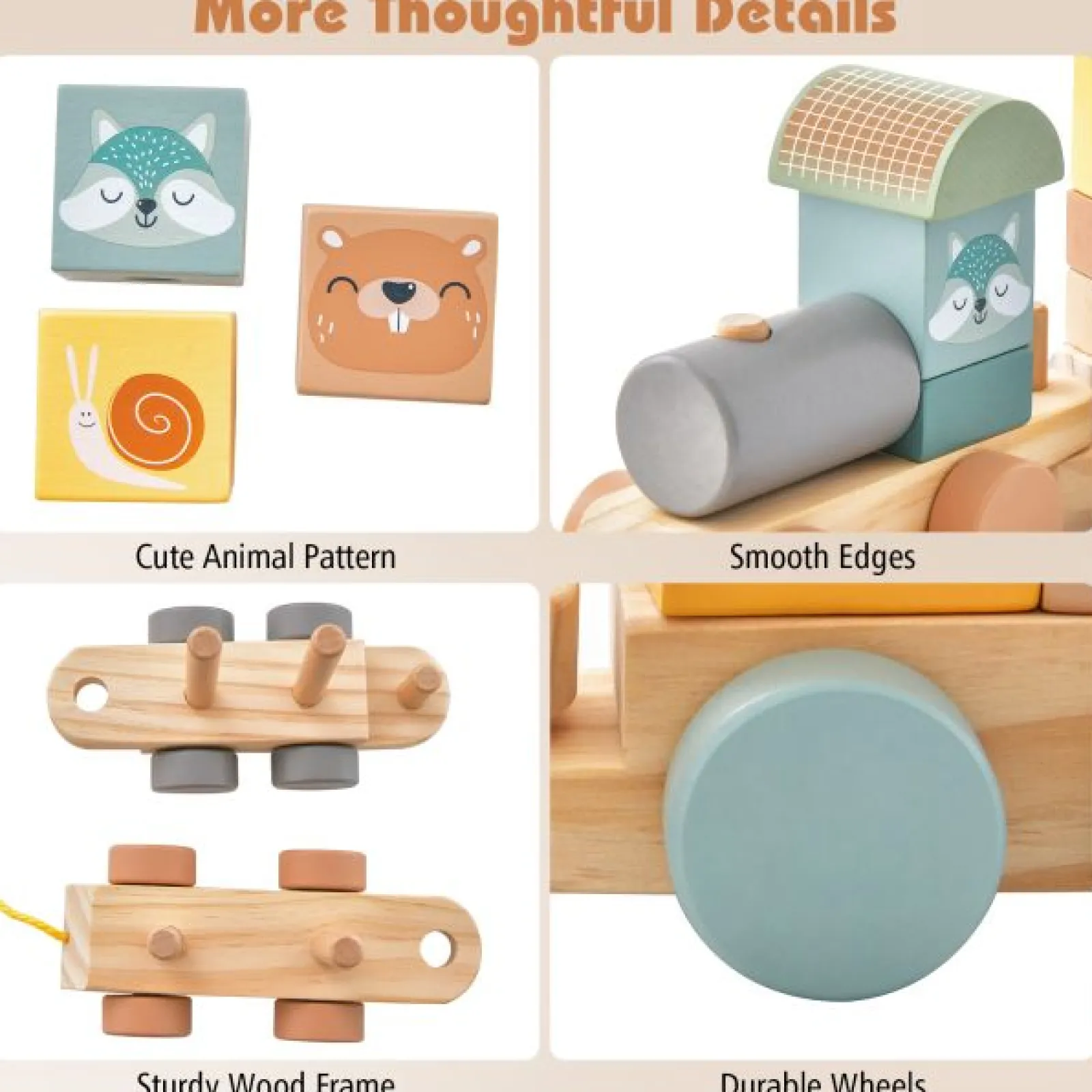 Little Helper Wooden Toys & Educational Toys | Role Play Toys & Pretend Play | 100% Eco Wooden Pull Along Stacking Train Set | Wooden Toy | Stacking Blocks | 18m+