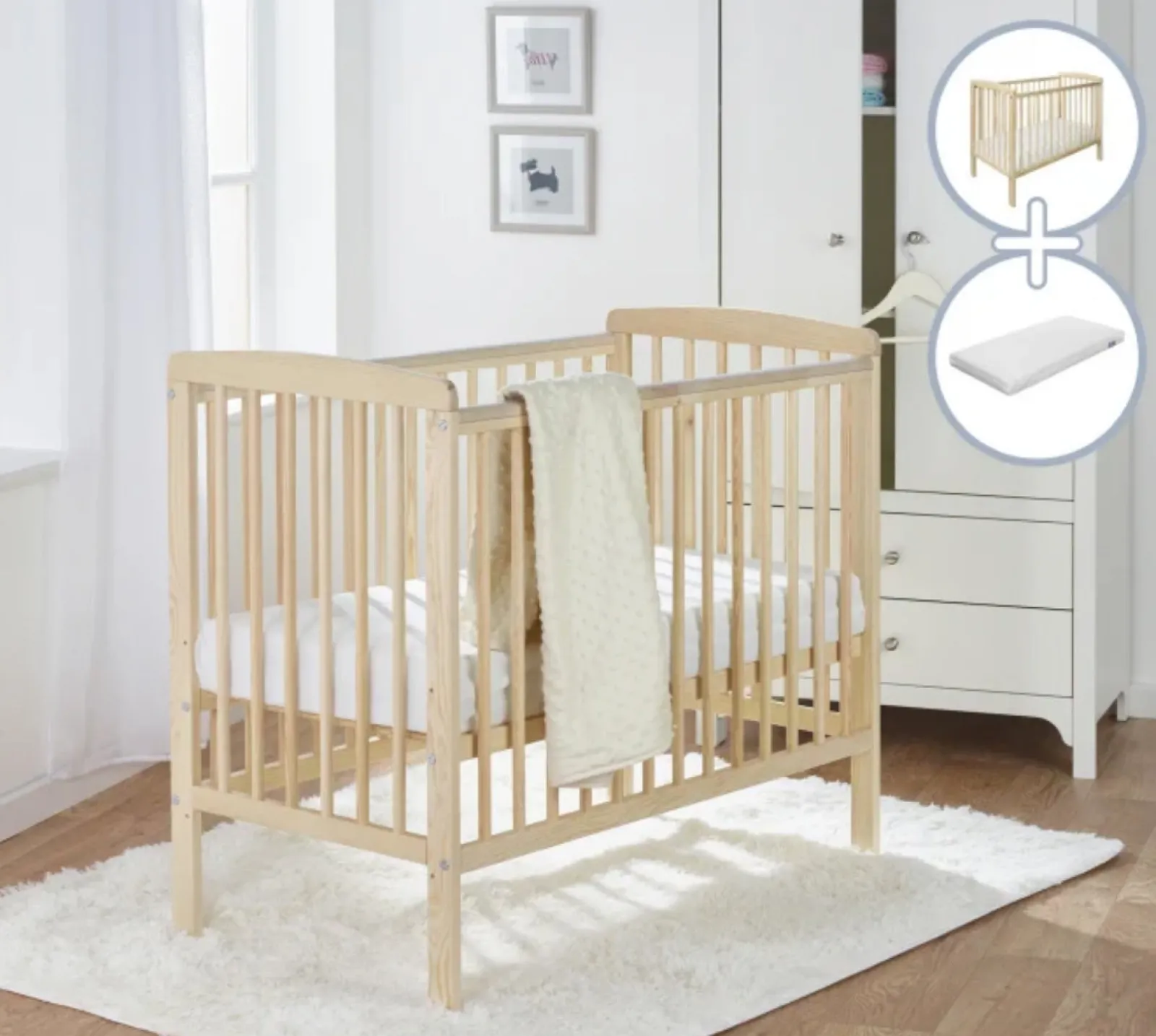 Little Helper Cots | Eco-Conscious Kozie Cot | Space Saving Baby Cot | With Deluxe Foam Mattress Option | Solid Pine