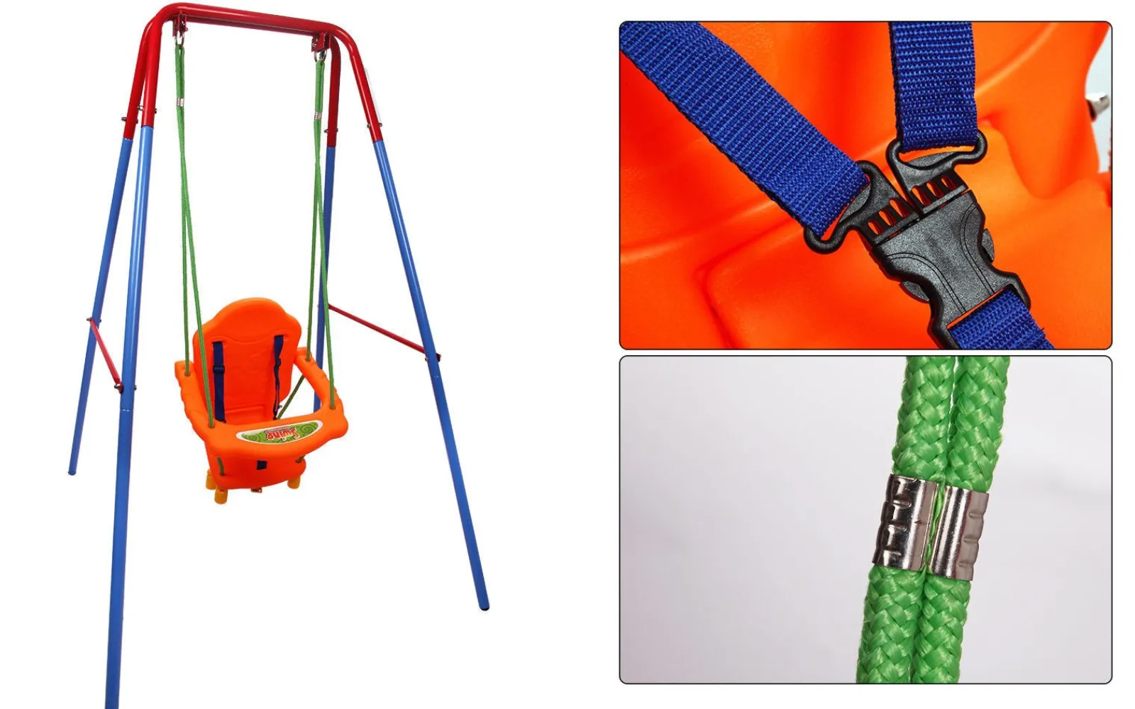 Little Helper Swing & Slide Sets & Garden Play & Trampolines | Eco-Friendly Plastic Garden Folding Outdoor Baby Swing With Baby Seat | Multicoloured | 12m - 3 years