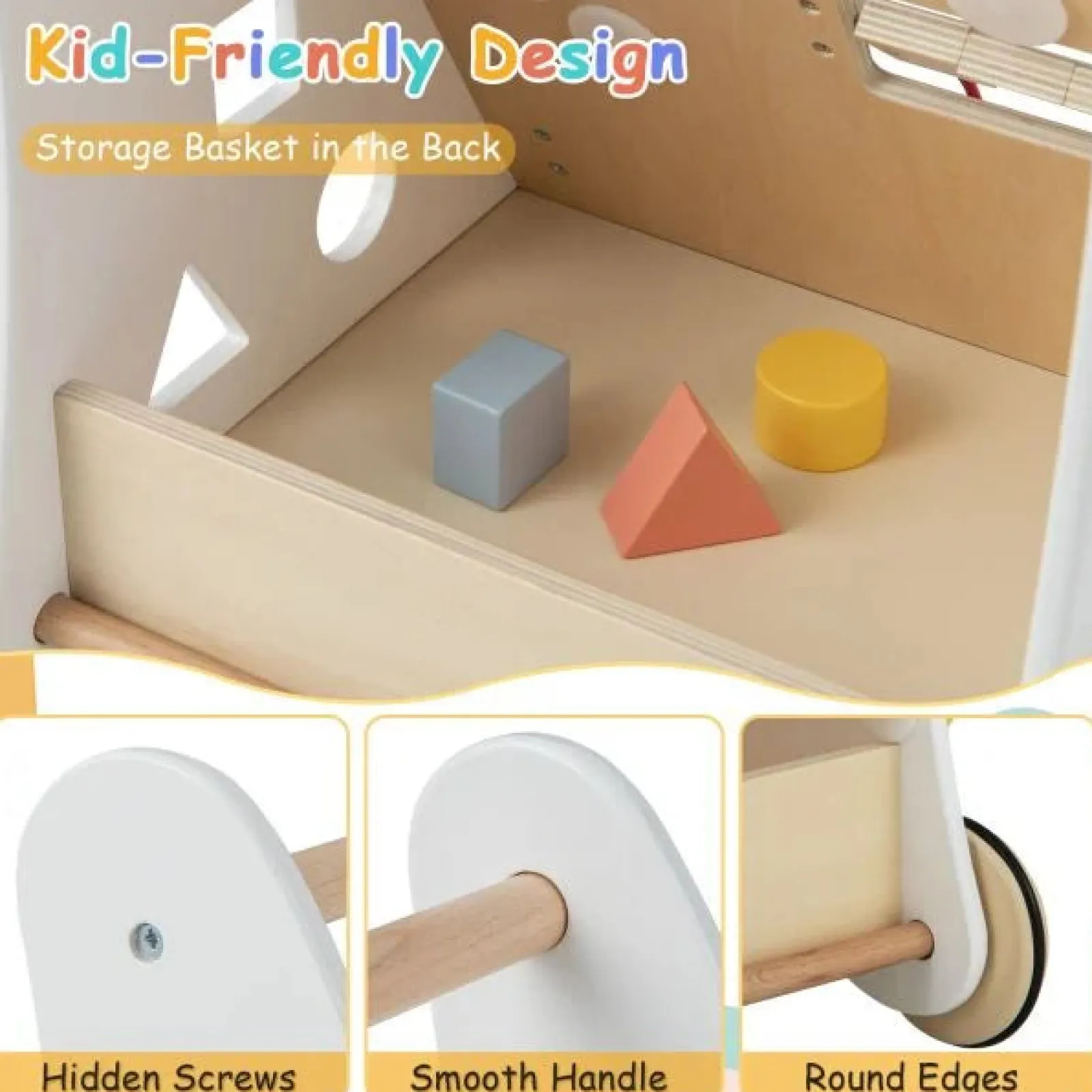 Little Helper Wooden Toys & Educational Toys | Ergonomic | Posture Promoting Sit-to-Stand Wooden Baby Walker | Multiple Built-in Toy Activities | 12m+