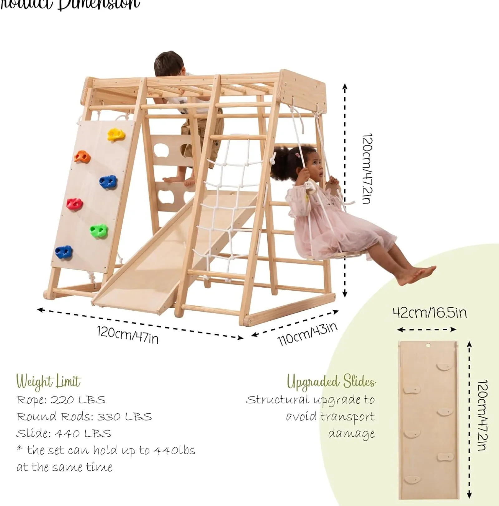 Little Helper Swing & Slide Sets & Garden Play & Trampolines | Kids Climbing Frames & Activity Toys | Ergonomic Design Pikler 8-in-1 Indoor Eco Wood Toddler Jungle Gym | Climbing Wall | Slide | 24m+