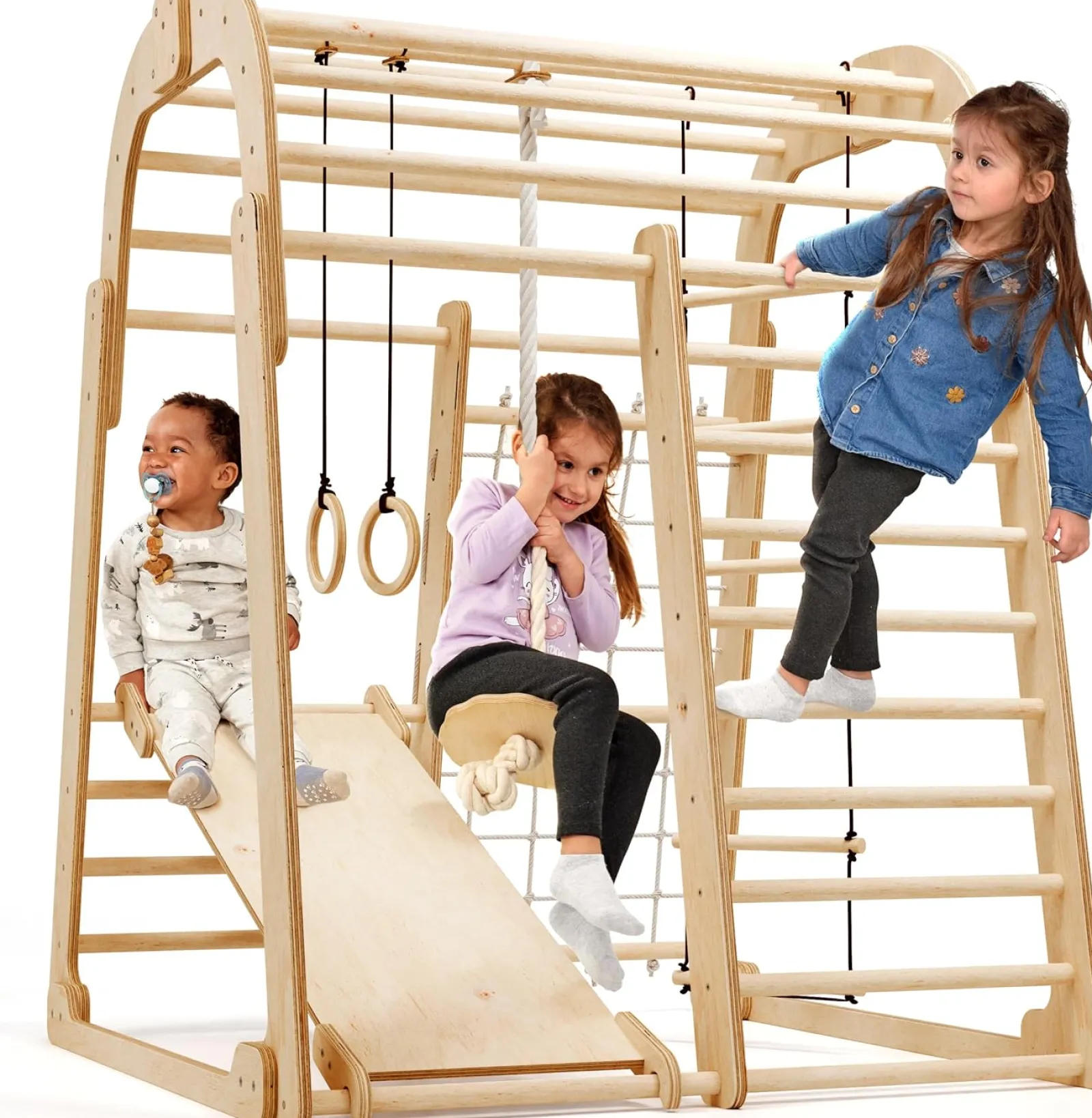 Little Helper Swing & Slide Sets & Garden Play & Trampolines | Kids Climbing Frames & Activity Toys | Ergonomic Pikler 6-in-1 Indoor & Outdoor Eco Wood Toddler Jungle Gym | Climbing Wall | Slide | 36m+