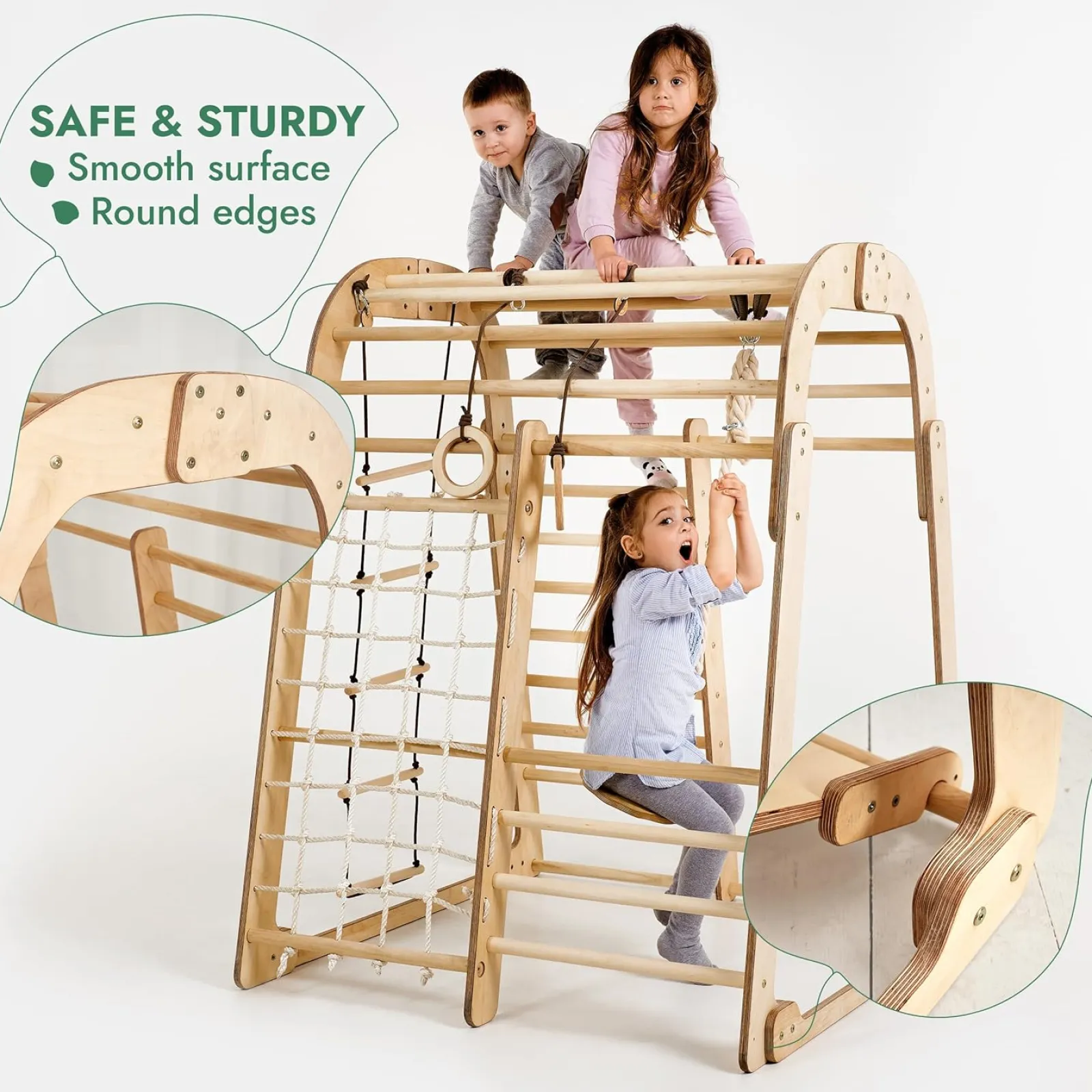 Little Helper Swing & Slide Sets & Garden Play & Trampolines | Kids Climbing Frames & Activity Toys | Ergonomic Pikler 6-in-1 Indoor & Outdoor Eco Wood Toddler Jungle Gym | Climbing Wall | Slide | 36m+
