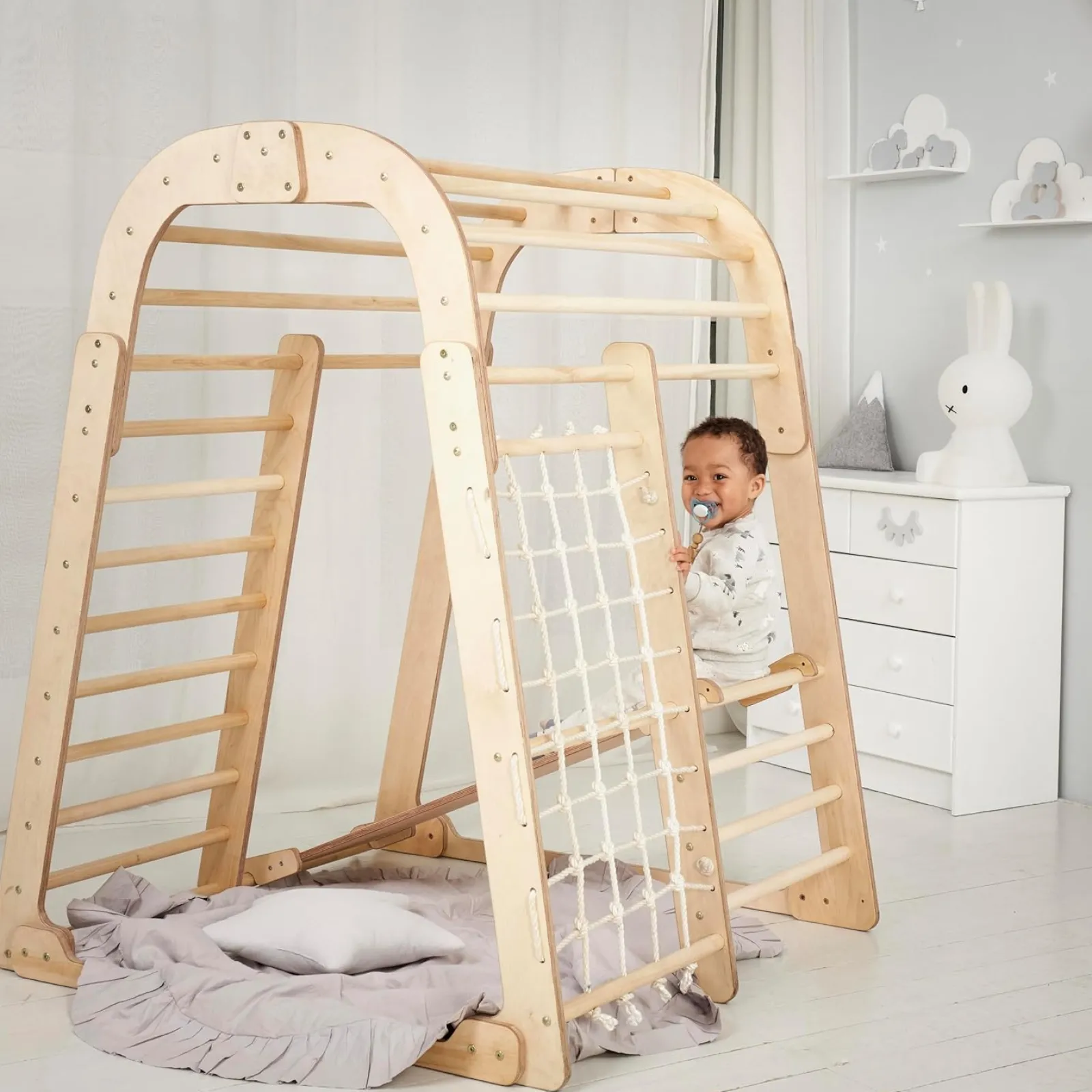 Little Helper Swing & Slide Sets & Garden Play & Trampolines | Kids Climbing Frames & Activity Toys | Ergonomic Pikler 6-in-1 Indoor & Outdoor Eco Wood Toddler Jungle Gym | Climbing Wall | Slide | 36m+