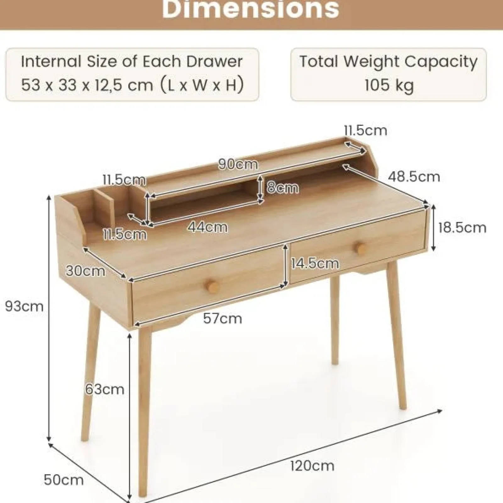 Little Helper Table & Chairs (wooden) | Ergonomic Wooden Homework Hutch Desk | Storage | Older Children & Adults | Natural