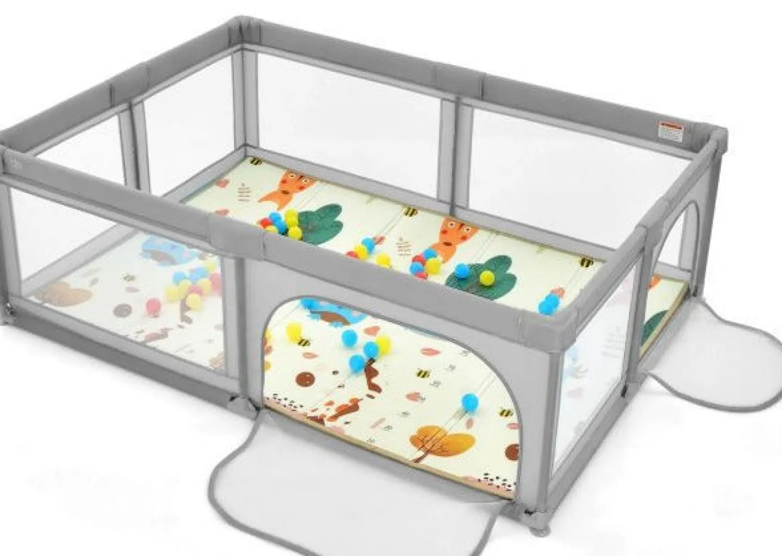 Little Helper Baby Playpens | Travel Cots & Travel Beds | Extra Large Baby Playpen | Ball Pool | 50 Balls & Carry Bag | Breathable Mesh Fabric | 2m x 1.4m | Soft Grey