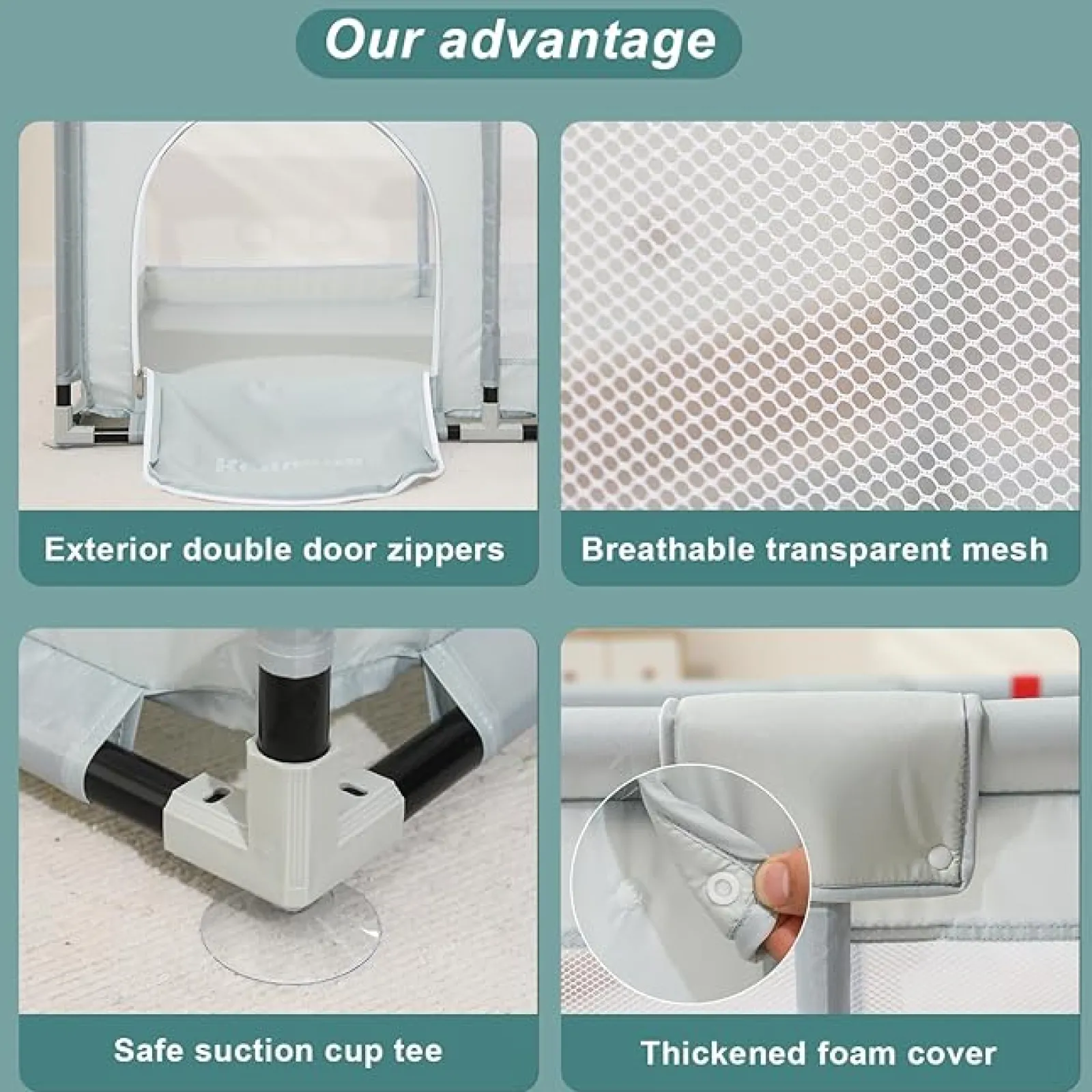 Little Helper Baby Playpens | Travel Cots & Travel Beds | Extra Large Baby Playpen | Ball Pool | Breathable Mesh Fabric | 1.5m Square | Soft Grey