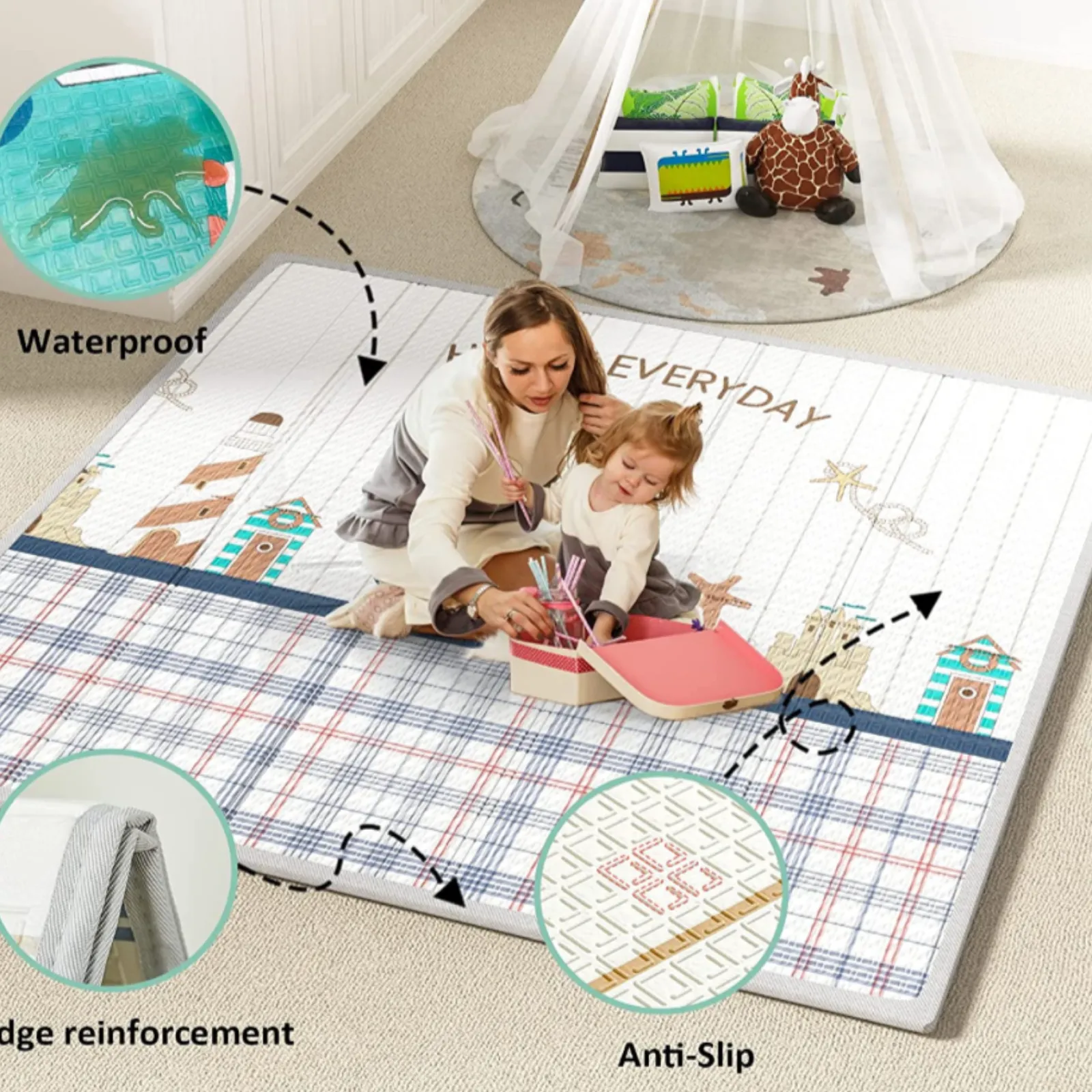 Little Helper Baby Playpens | Travel Cots & Travel Beds | Extra Large Baby Playpen | Support Handles | Carry Bag | Breathable Mesh Fabric | Includes Reversible Play Mat | Grey