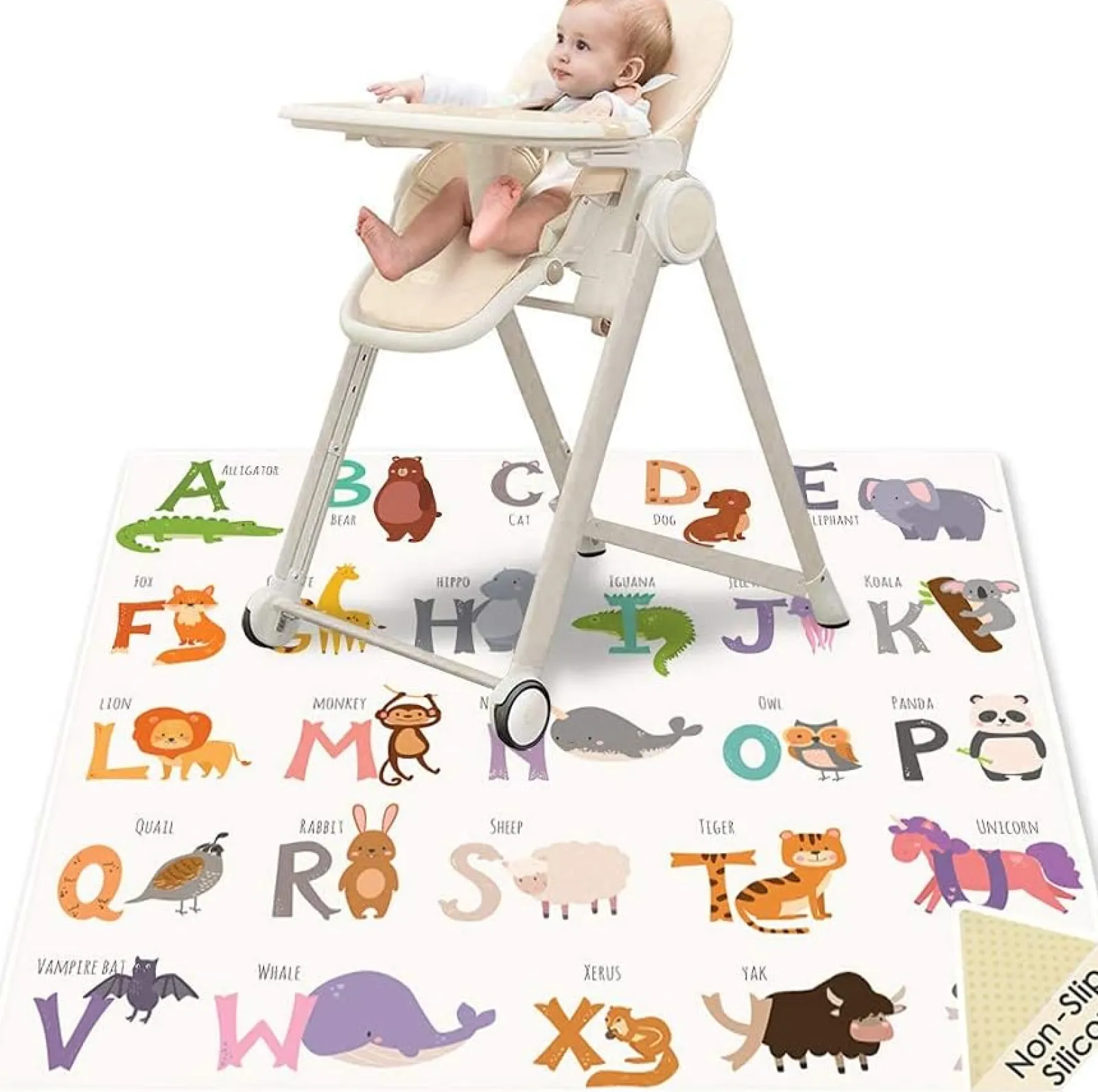 Little Helper High Chair Accessories & Inserts & Splash Mats & Cushions & Inserts | Floor Mat | Baby High Chair & Potty Training Splash Mat | Alphabet Friends