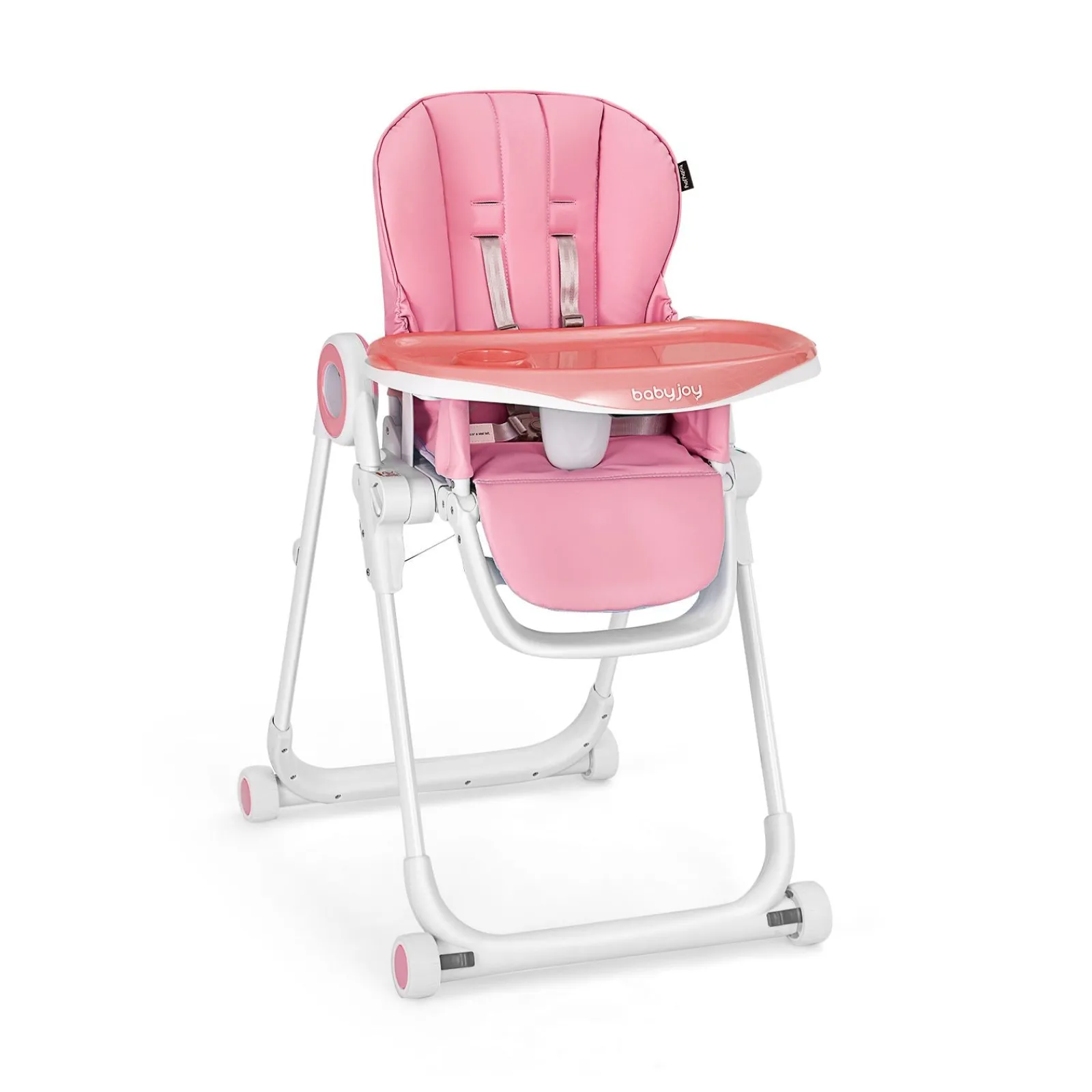 Little Helper High Chairs (plastic) | Folding & Height Adjustable Baby High Chair | Lockable Wheels | Removable Trays | Cushion