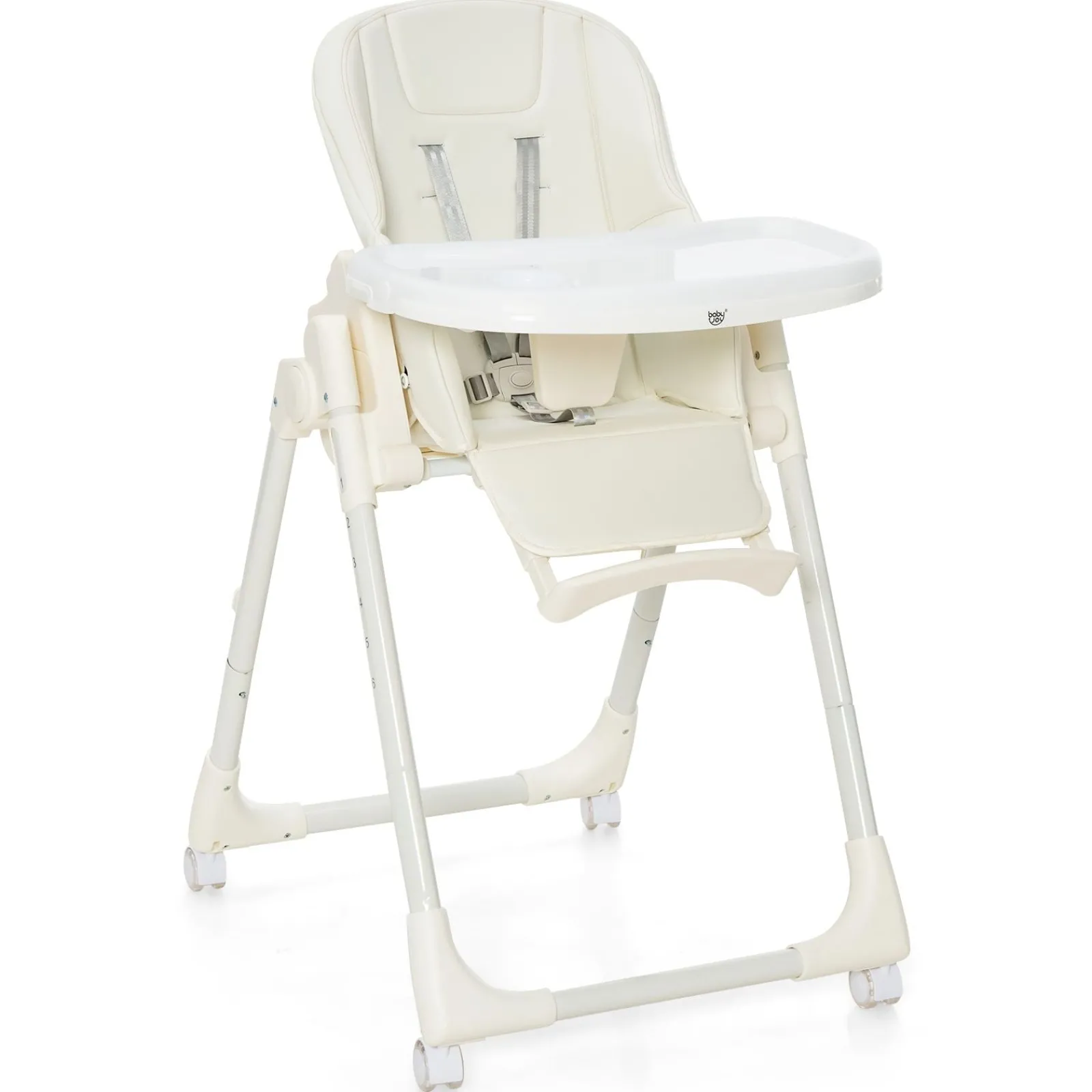 Little Helper High Chairs (plastic) | Folding | Reclining | Adjustable Baby High Chair | 5 Recline Positions | Winter White