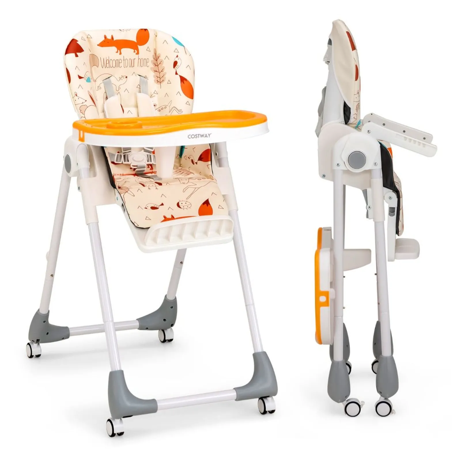 Little Helper High Chairs (plastic) | Folding & Reclining Fox Baby High Chair | Low Chair | 3 Recline Positions | Locking Wheels