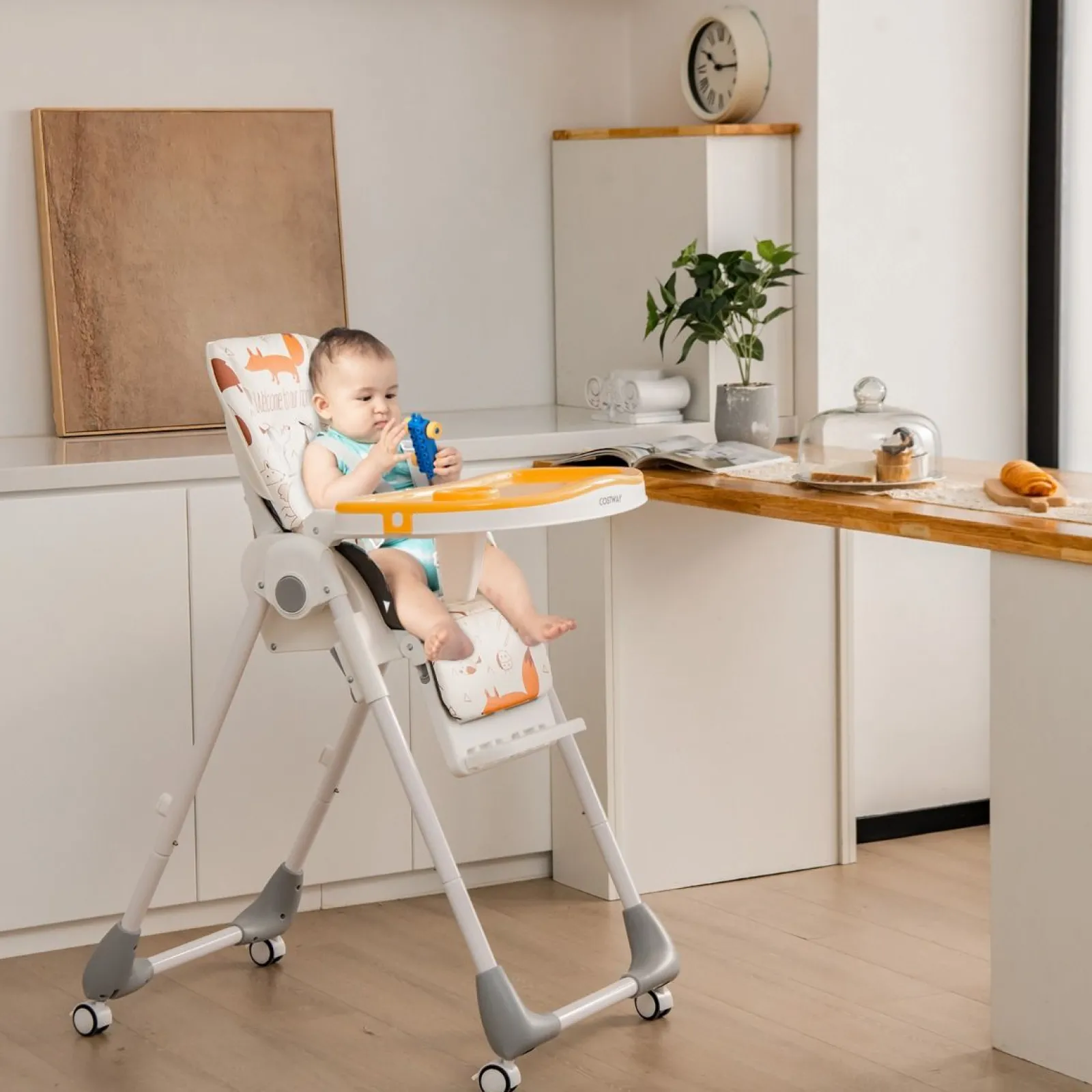 Little Helper High Chairs (plastic) | Folding & Reclining Fox Baby High Chair | Low Chair | 3 Recline Positions | Locking Wheels