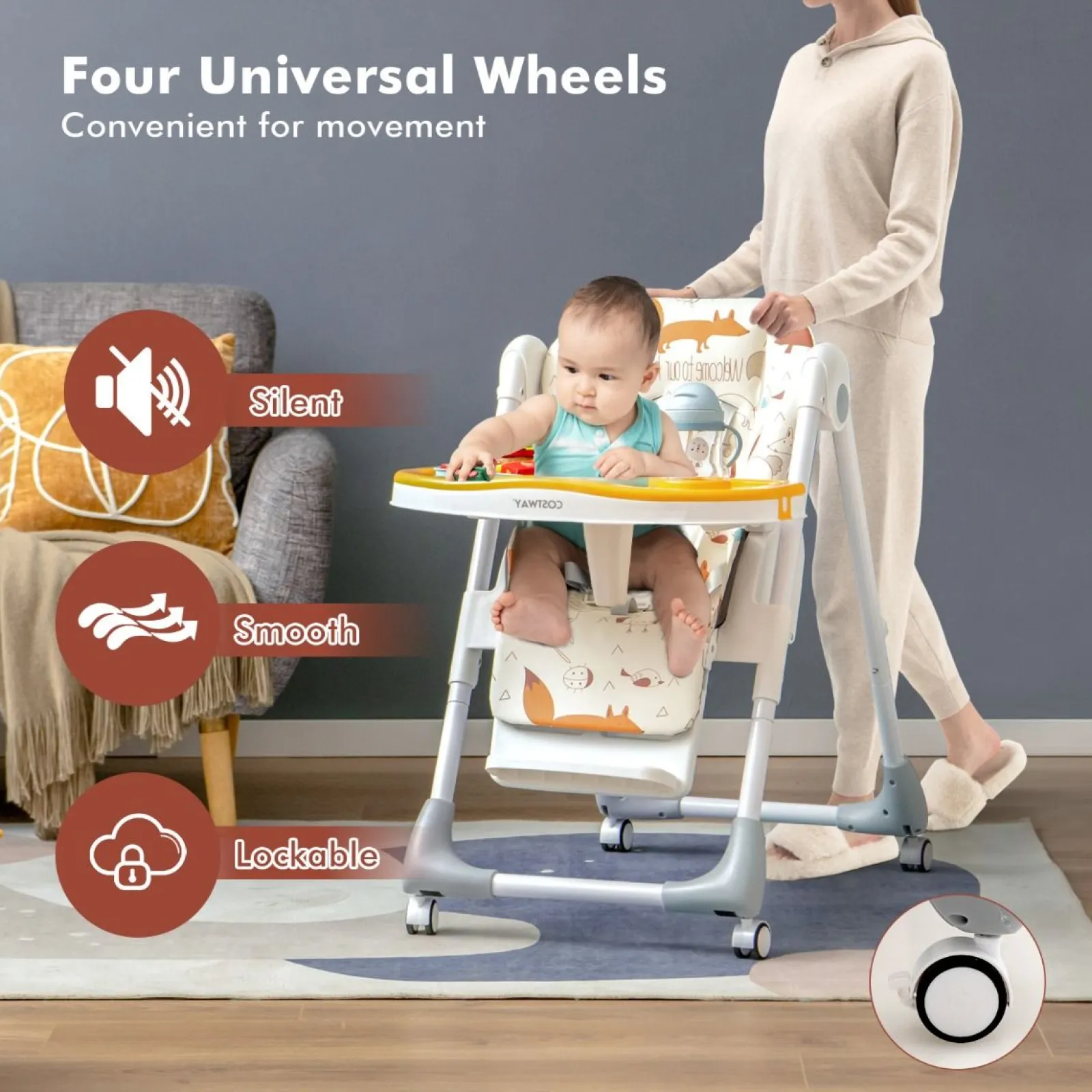 Little Helper High Chairs (plastic) | Folding & Reclining Fox Baby High Chair | Low Chair | 3 Recline Positions | Locking Wheels