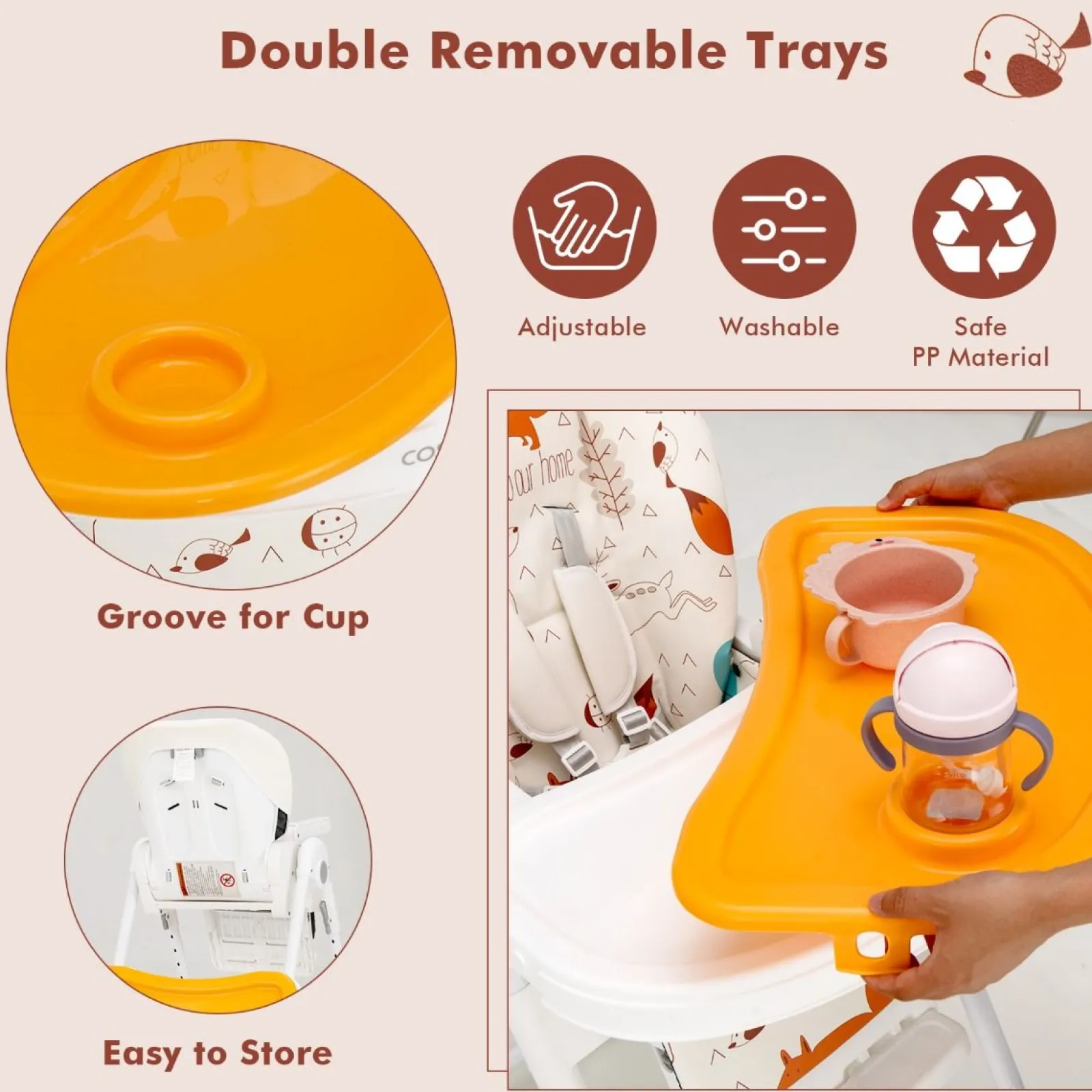 Little Helper High Chairs (plastic) | Folding & Reclining Fox Baby High Chair | Low Chair | 3 Recline Positions | Locking Wheels
