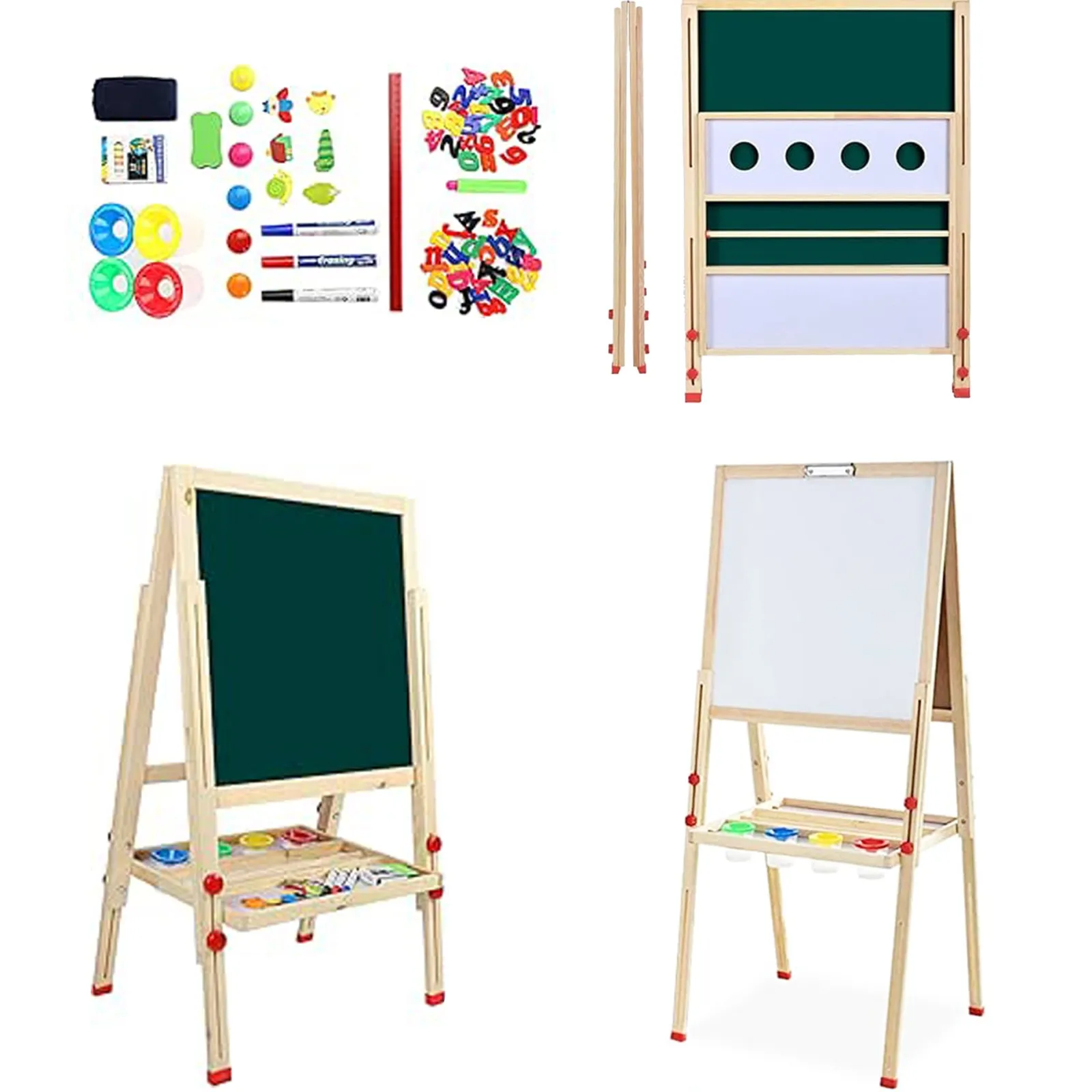 Little Helper Easels & Accessories | Kids Easels & Accessories | Folding Height Adjustable Easel | Whiteboard | Blackboard Double Easel | FREE Accessories | 3 Years +