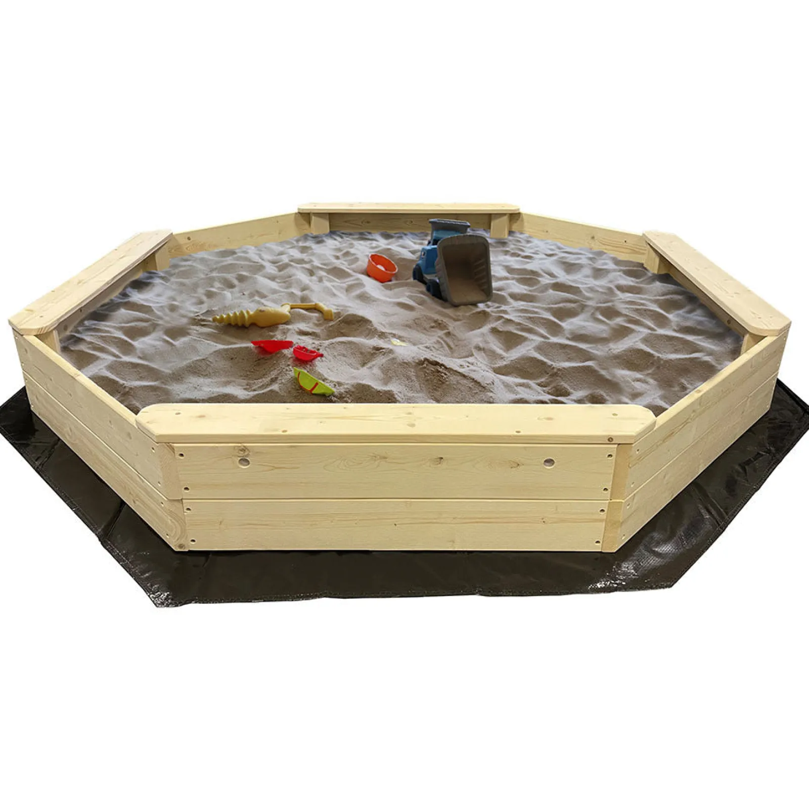 Little Helper Sand & Water Table & Sandpits & Mud Kitchens | Giant Eco FSC Deluxe Wooden Sandpit with Waterproof Cover | 1.77m diameter | 18m+