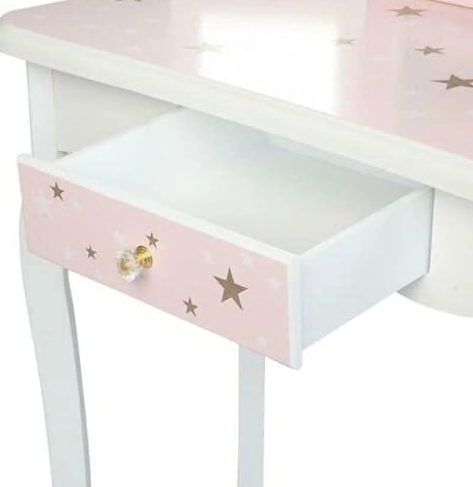 Little Helper Dressing Tables & Vanity Tables | Girls Dressing Table | Vanity Table | Crystal Knobs | Pink Stars and White | 6 - 13 Years