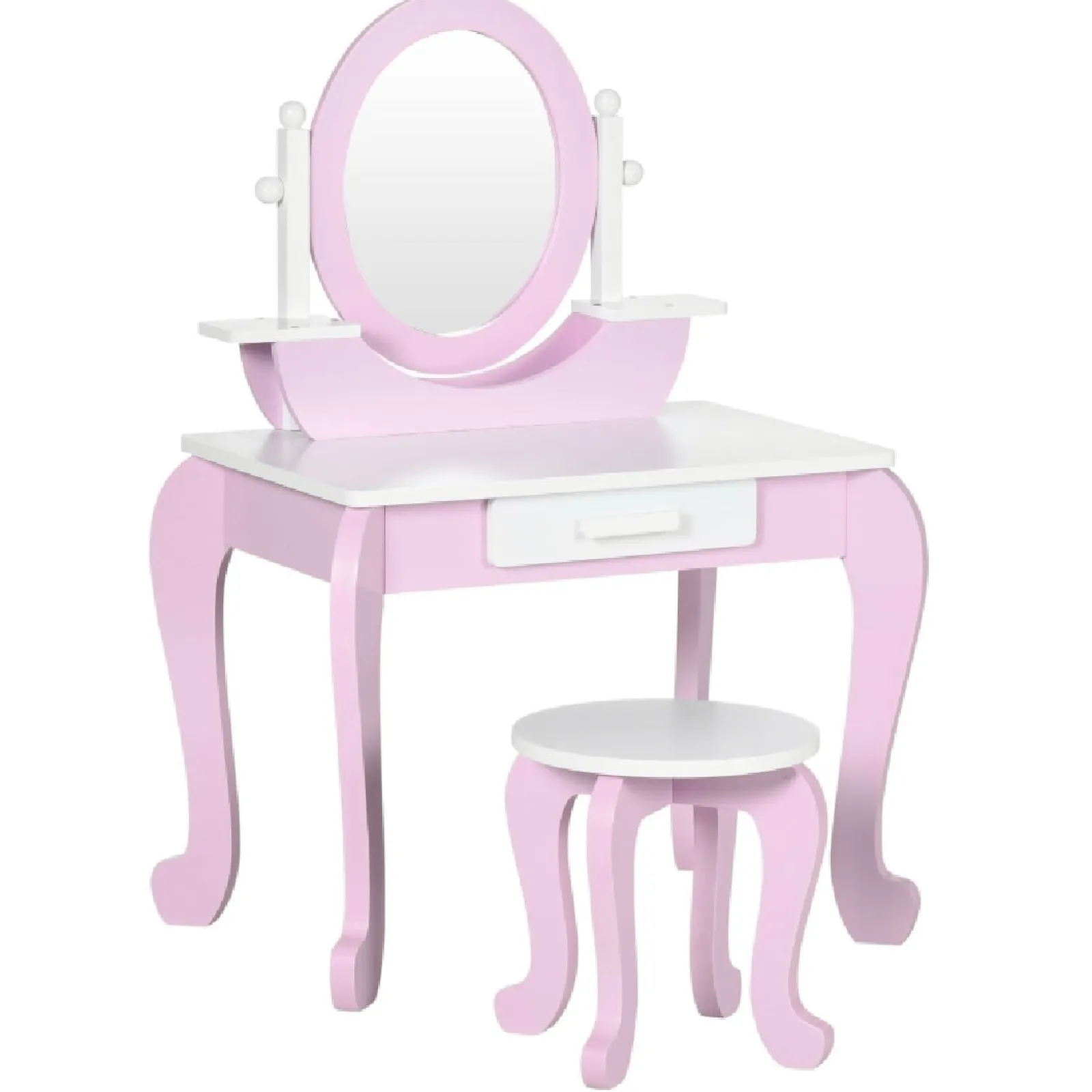 Little Helper Dressing Tables & Vanity Tables | Girls Dressing Table with Mirror and Stool | Vanity Unit with Drawer | Pink & White | 3-6 Years