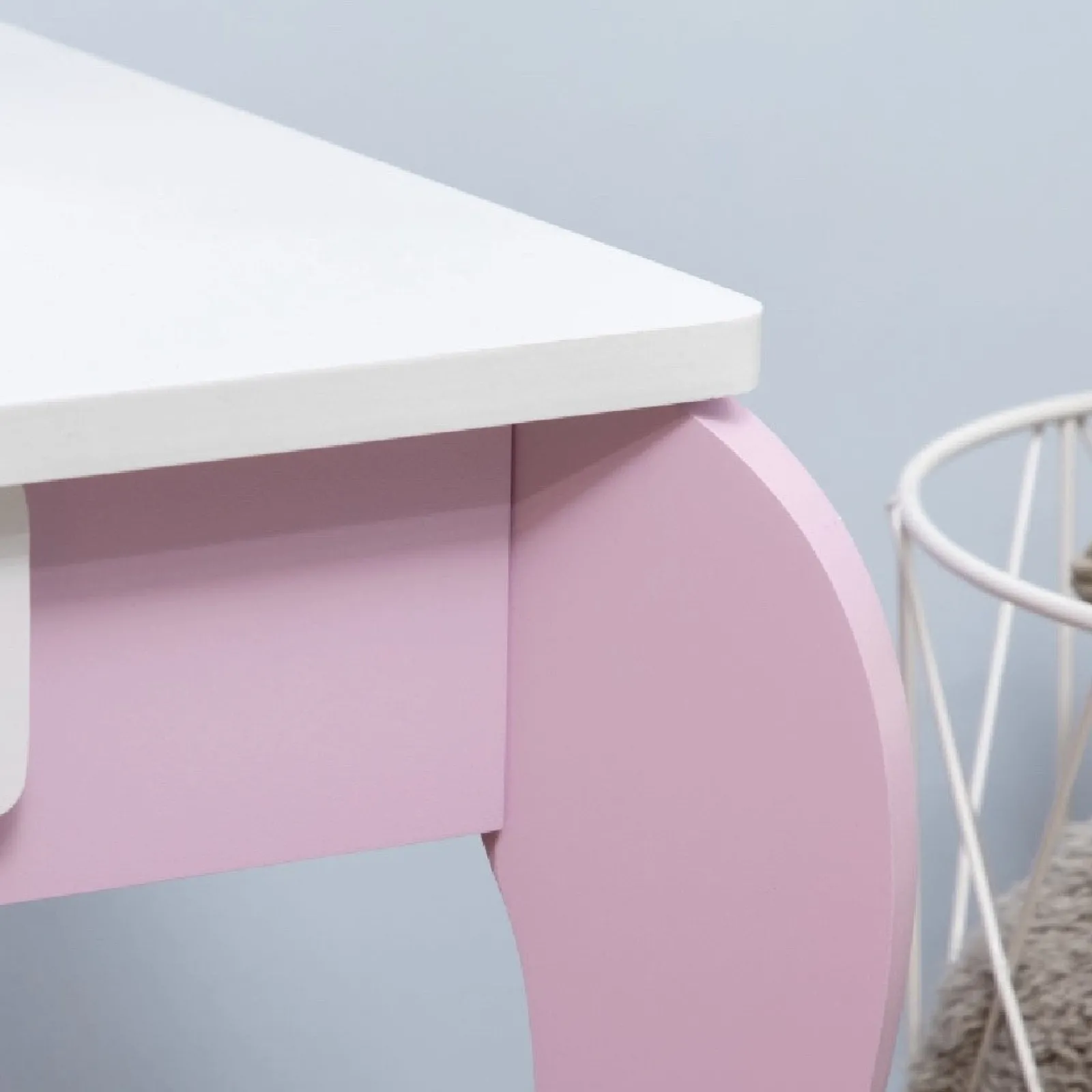 Little Helper Dressing Tables & Vanity Tables | Girls Dressing Table with Mirror and Stool | Vanity Unit with Drawer | Pink & White | 3-6 Years
