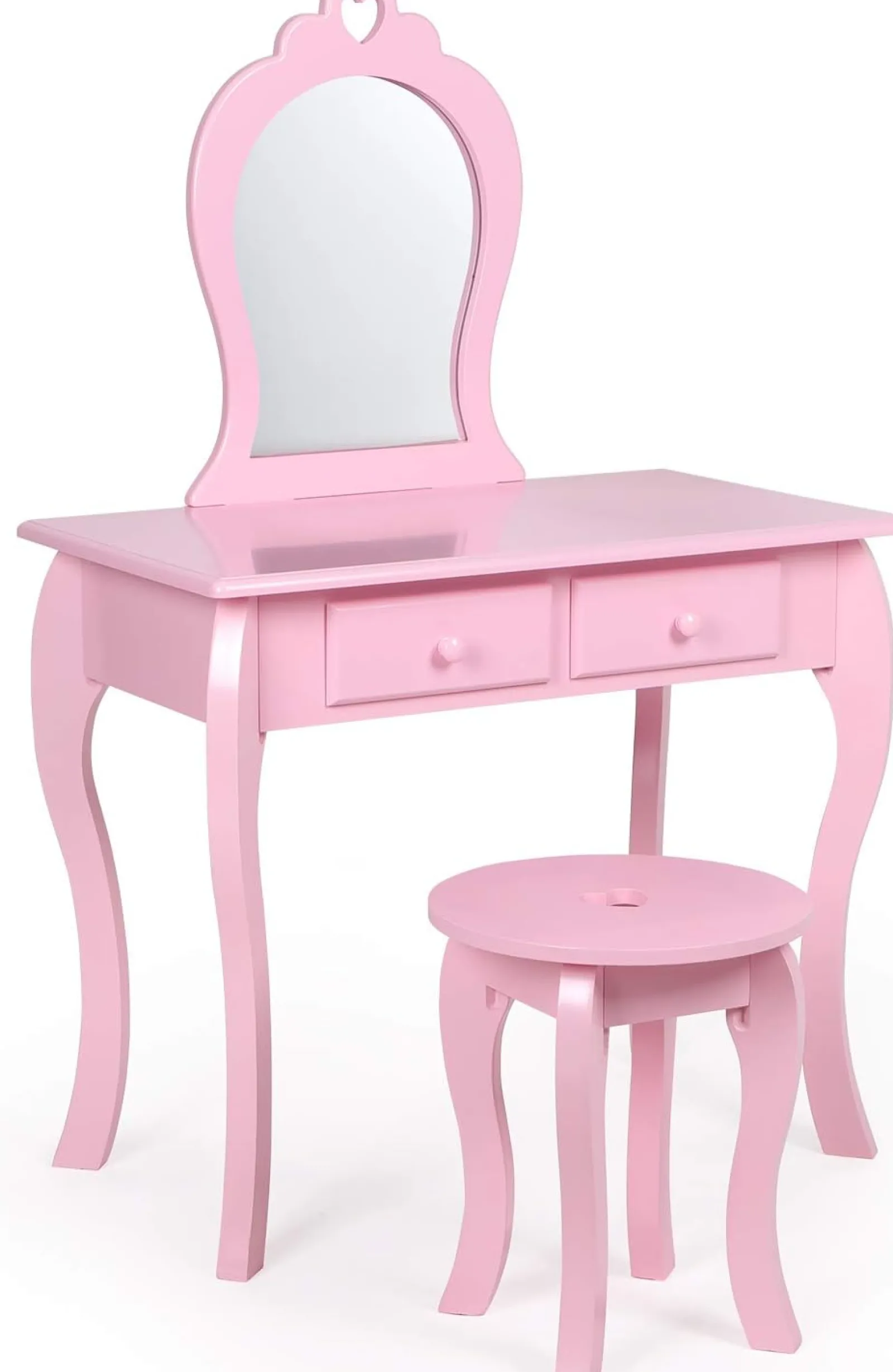 Little Helper Table & Chairs (wooden) | Dressing Tables & Vanity Tables | Girls Princess Dressing Table & Stool with Mirror & Drawers | Kids Vanity Table | White or Pink | 3-8 Years