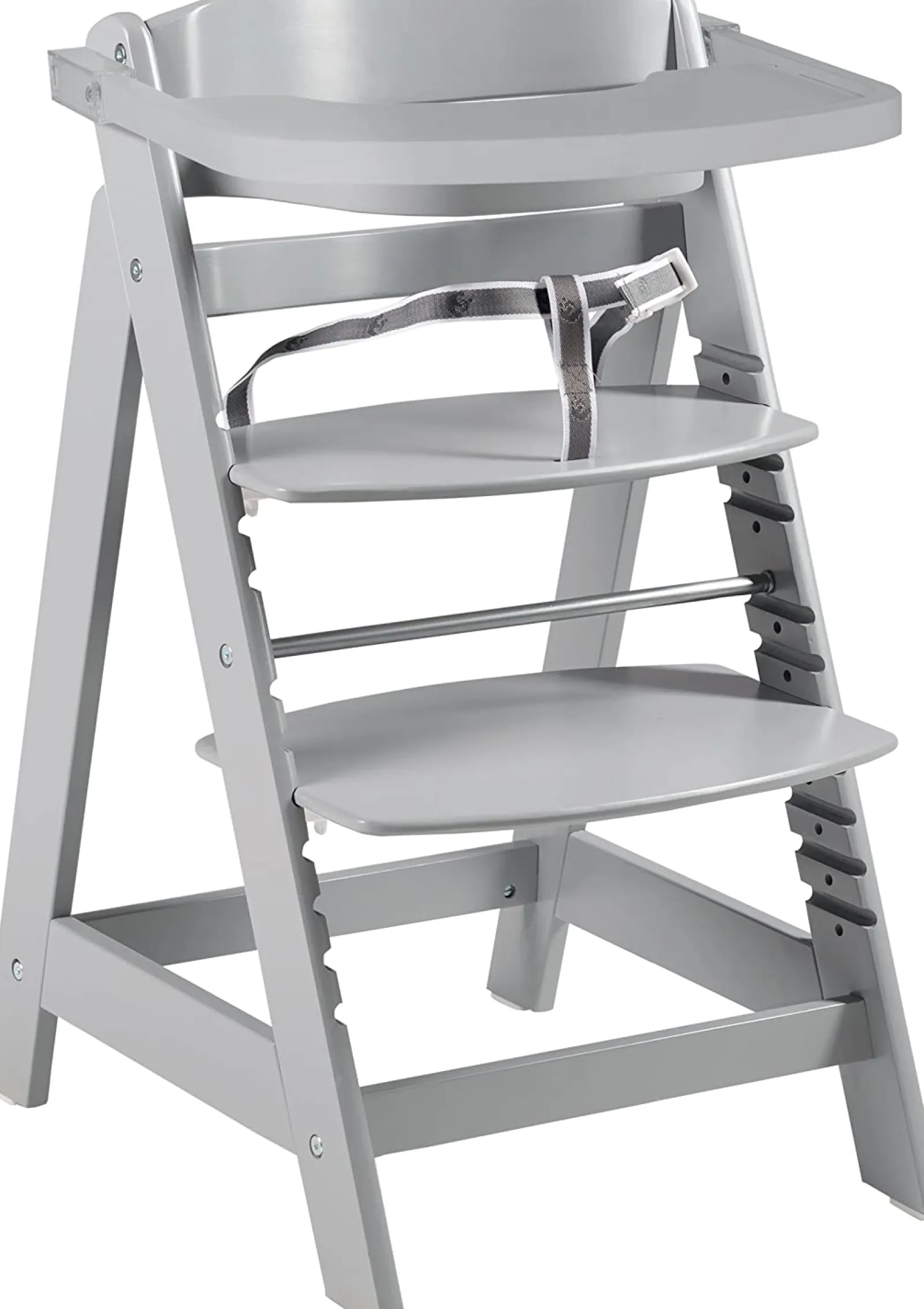 Little Helper High Chairs (wooden) | Grow-with-me Adjustable Eco Wooden High Chair with Quick Release Tray | Grey | 6m - 10 years