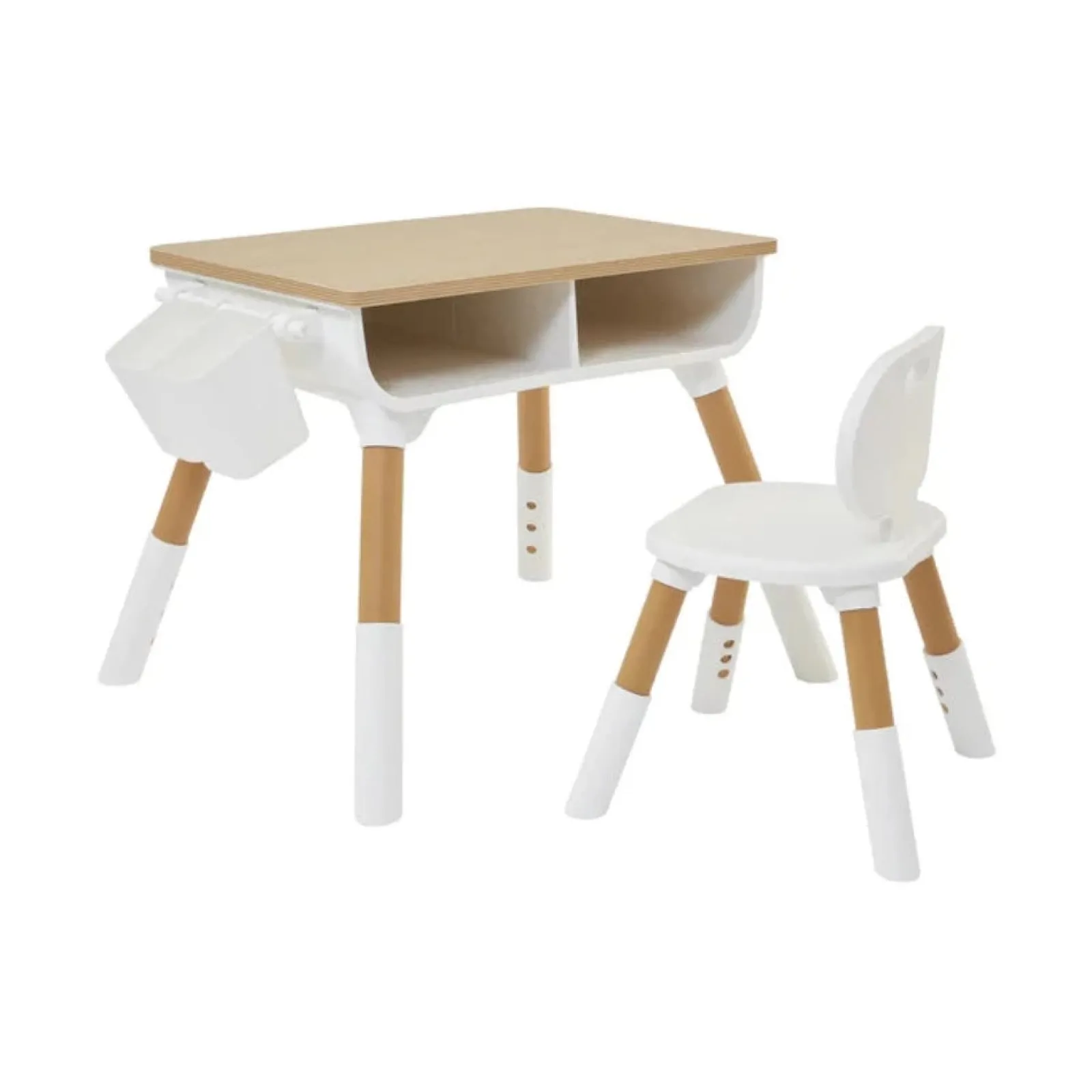 Little Helper Montessori Toys & Products | Table & Chairs (wooden) | Grow-with-me Height Adjustable Montessori Scandi-Design Kids Table and Chair | Natural | 2-8 Years