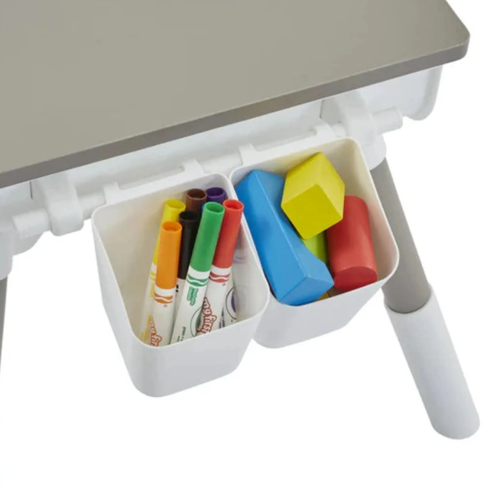 Little Helper Montessori Toys & Products | Table & Chairs (wooden) | Grow-with-me Height Adjustable Montessori Scandi-Design Kids Table and Chair | White & Grey | 2-8 Years