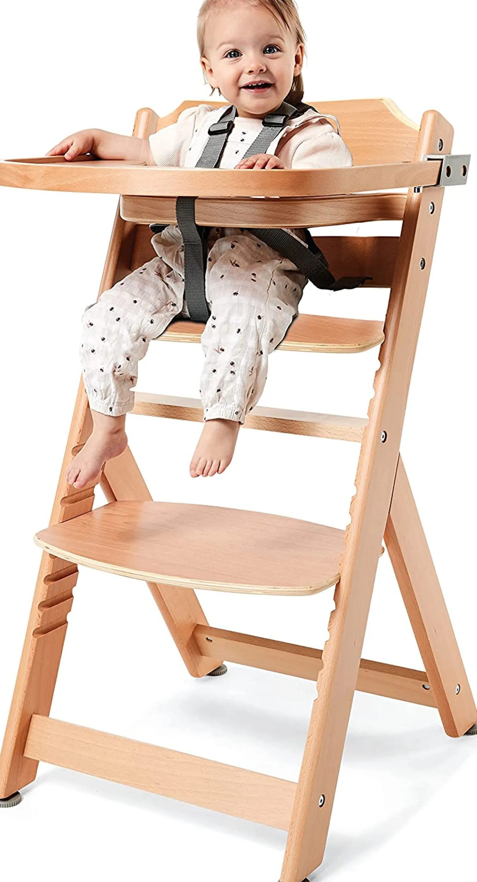 Little Helper High Chairs (wooden) | Grow-with-Me 3-in-1 Height Adjustable Eco Wooden High Chair | 5 point Harness | Tray & Cushion Option | Natural | 6m - 10 years