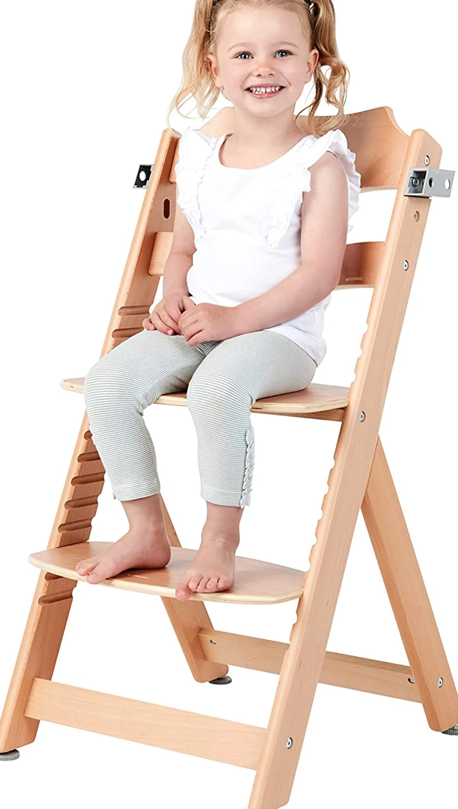 Little Helper High Chairs (wooden) | Grow-with-Me 3-in-1 Height Adjustable Eco Wooden High Chair | 5 point Harness | Tray & Cushion Option | Natural | 6m - 10 years
