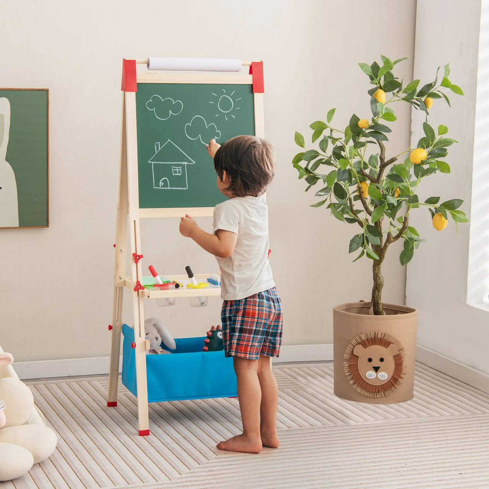 Little Helper Easels & Accessories | Kids Easels & Accessories | Grow-with-Me 3-in-1 Height Adjustable 2-Sided Wooden Art Easel | Magnetic Whiteboard & Blackboard | 3-8 Years