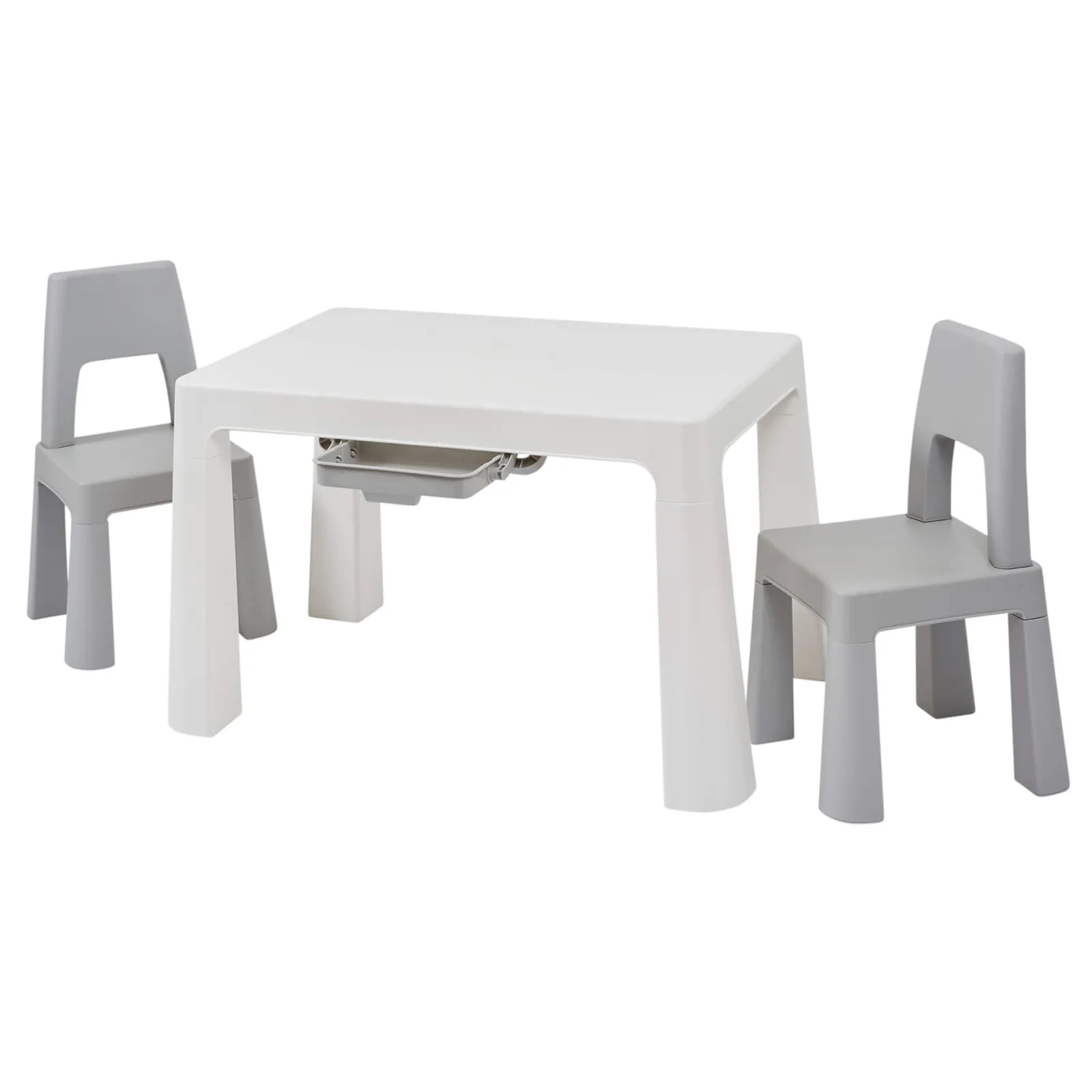 Little Helper Table & Chairs (plastic) | Grow-with-me Kids Height Adjustable Table & Chairs | Storage | 2-8 years | Grey & White