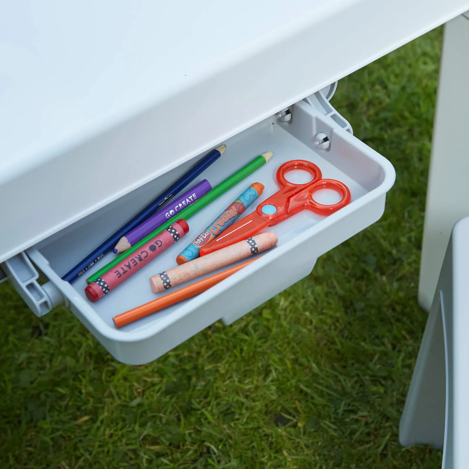 Little Helper Table & Chairs (plastic) | Grow-with-me Kids Height Adjustable Table & Chairs | Storage | 2-8 years | Grey & White