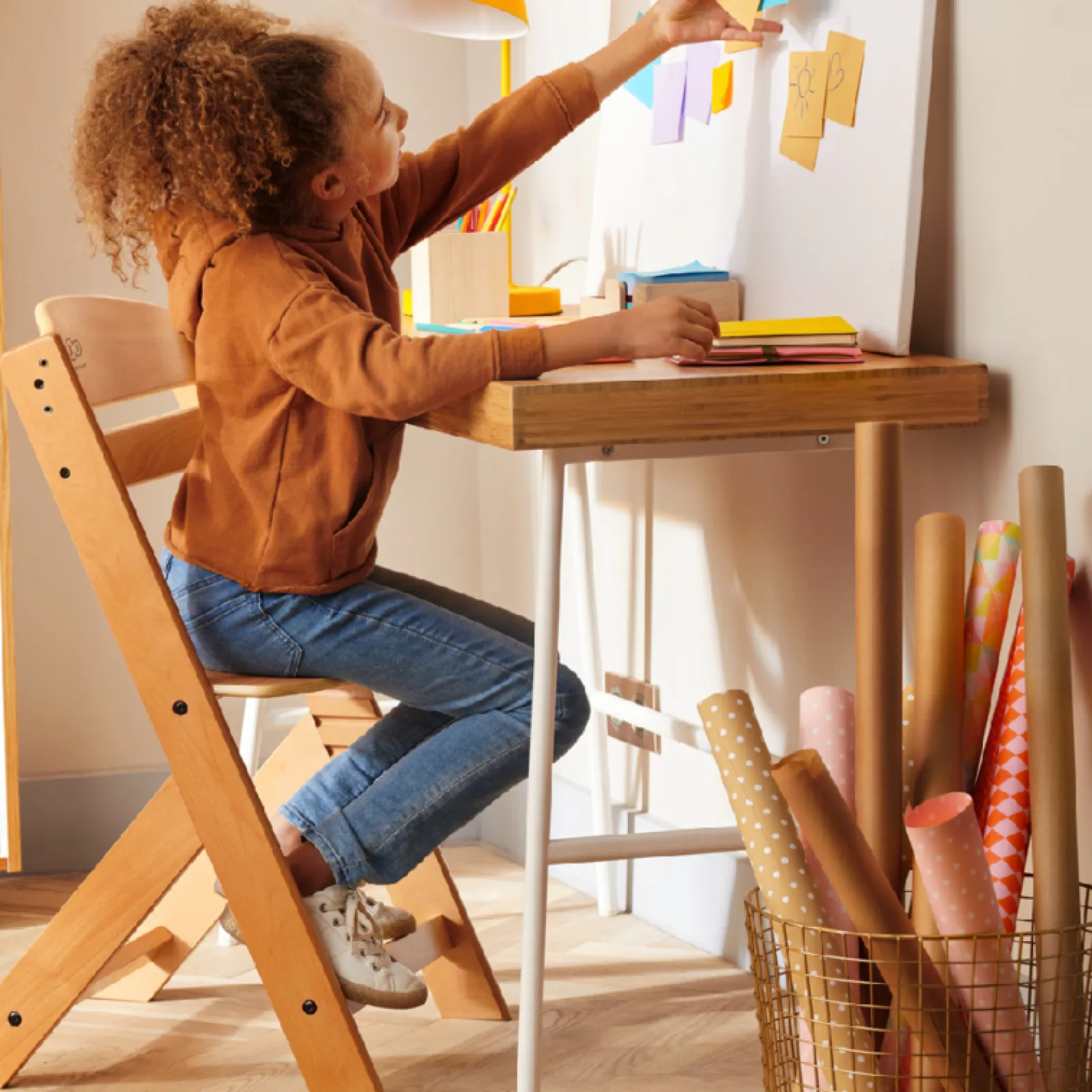 Little Helper High Chairs (wooden) | Grow-with-Me Modern Eco-Wooden Highchair & Tray | Height Adjustable | Desk Chair | White | 6m - 10 years