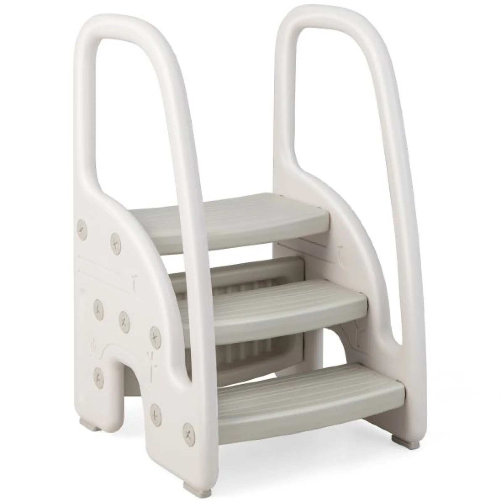 Little Helper Montessori Toys & Products | Funpod® Learning Towers | Grow-with-me Montessori Non Slip Step Stool | Learning Tower | White & Grey | 12m+