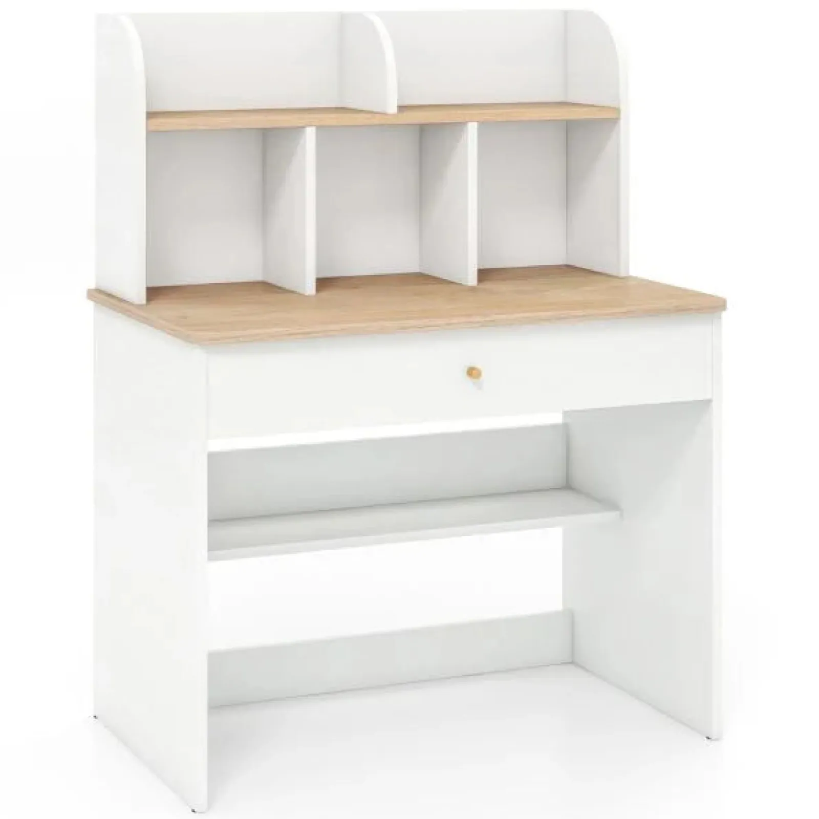 Little Helper Table & Chairs (wooden) | Heavy Duty Hutch Desk | Storage Shelves & Drawer | Bookcase | White | 3- 15 Years