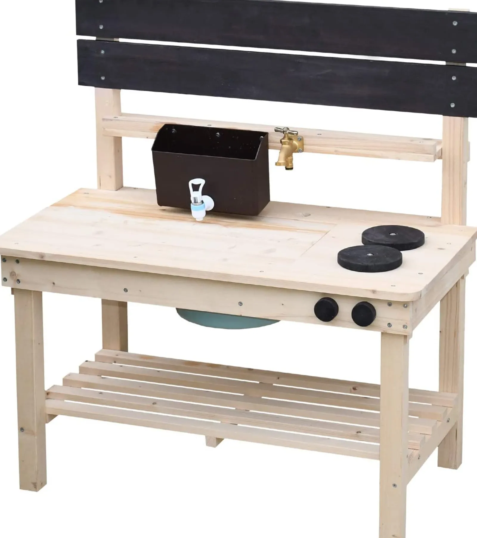 Little Helper Sand & Water Table & Sandpits & Mud Kitchens | Toy Kitchens | Heavy Duty Montessori Wooden Kids Mud Kitchen | Outdoor Toy Kitchen | 18m+