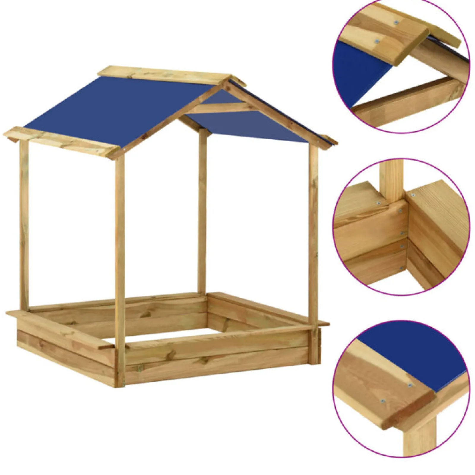 Little Helper Sand & Water Table & Sandpits & Mud Kitchens | Heavy Duty Solid Pine Wood Garden Playhouse or Sandpit with Solid Structure & Roof | Blue | 128 x 120 x 145cm