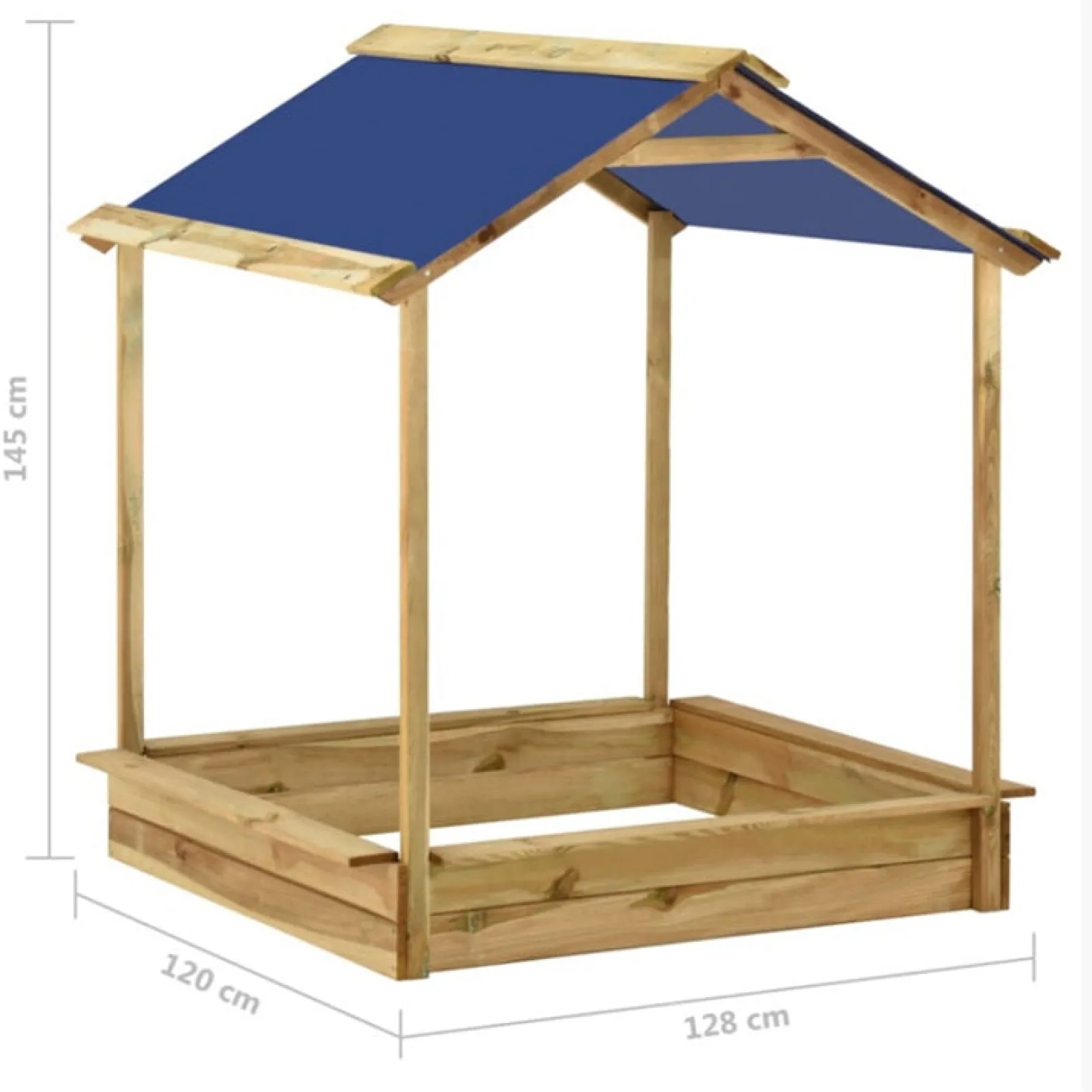 Little Helper Sand & Water Table & Sandpits & Mud Kitchens | Heavy Duty Solid Pine Wood Garden Playhouse or Sandpit with Solid Structure & Roof | Blue | 128 x 120 x 145cm