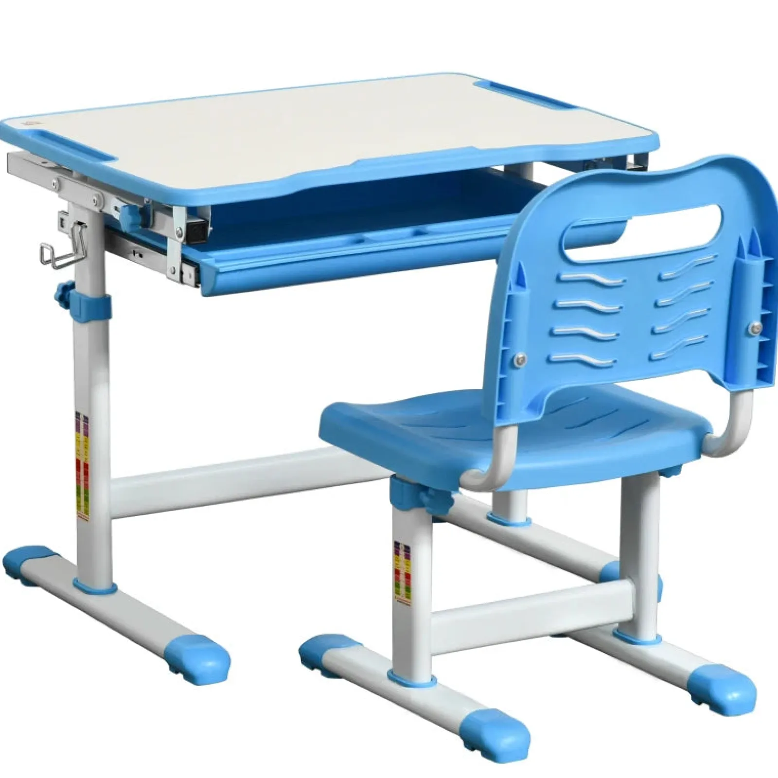 Little Helper Table & Chairs (plastic) | Height Adjustable Tilting Study Desk & Ergonomic Chair | Blue | 6-12 Years