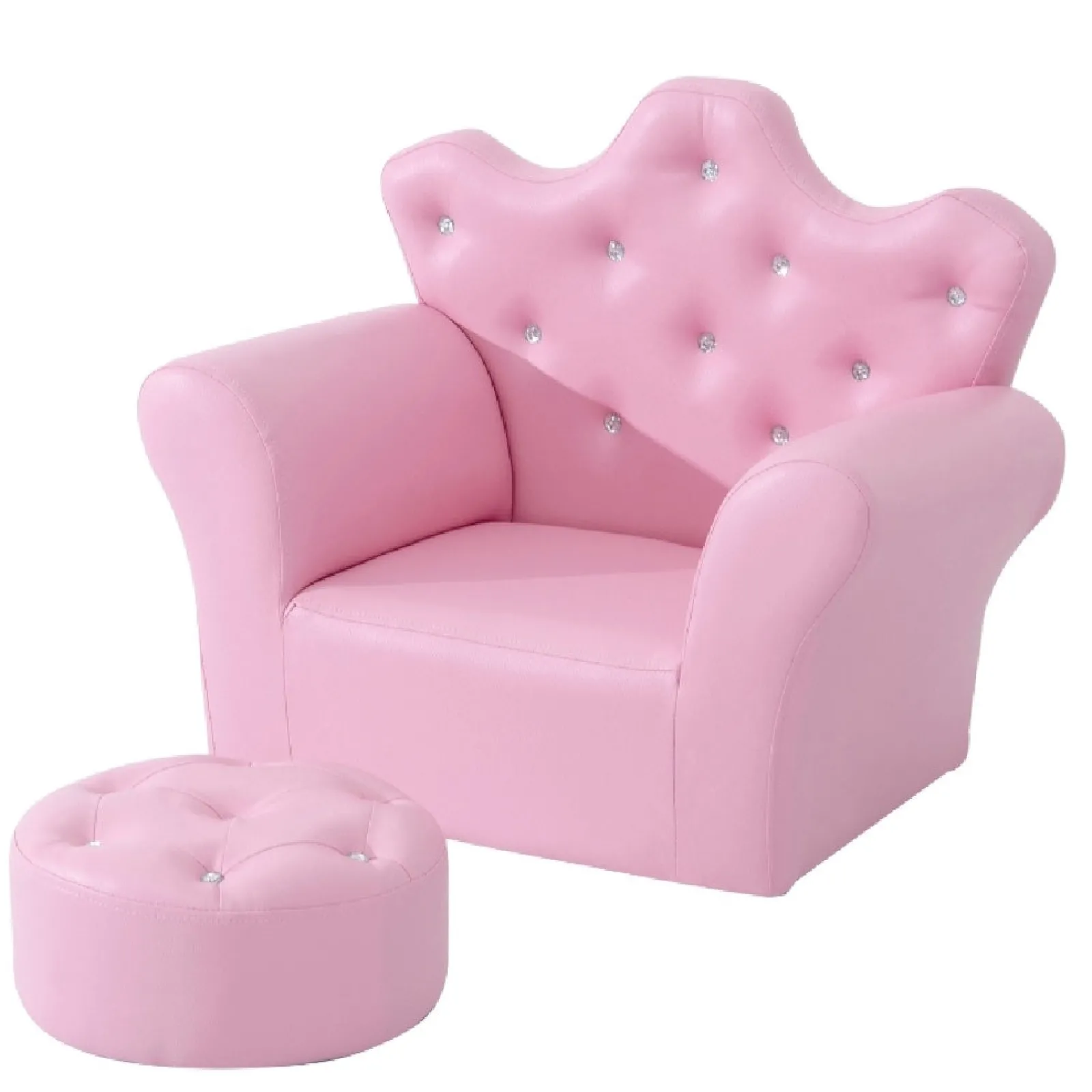 Little Helper Chairs & Stools | Her Royal Highness Childrens 2-Piece Chair with Footstool Set | Pink | 3-7 Years
