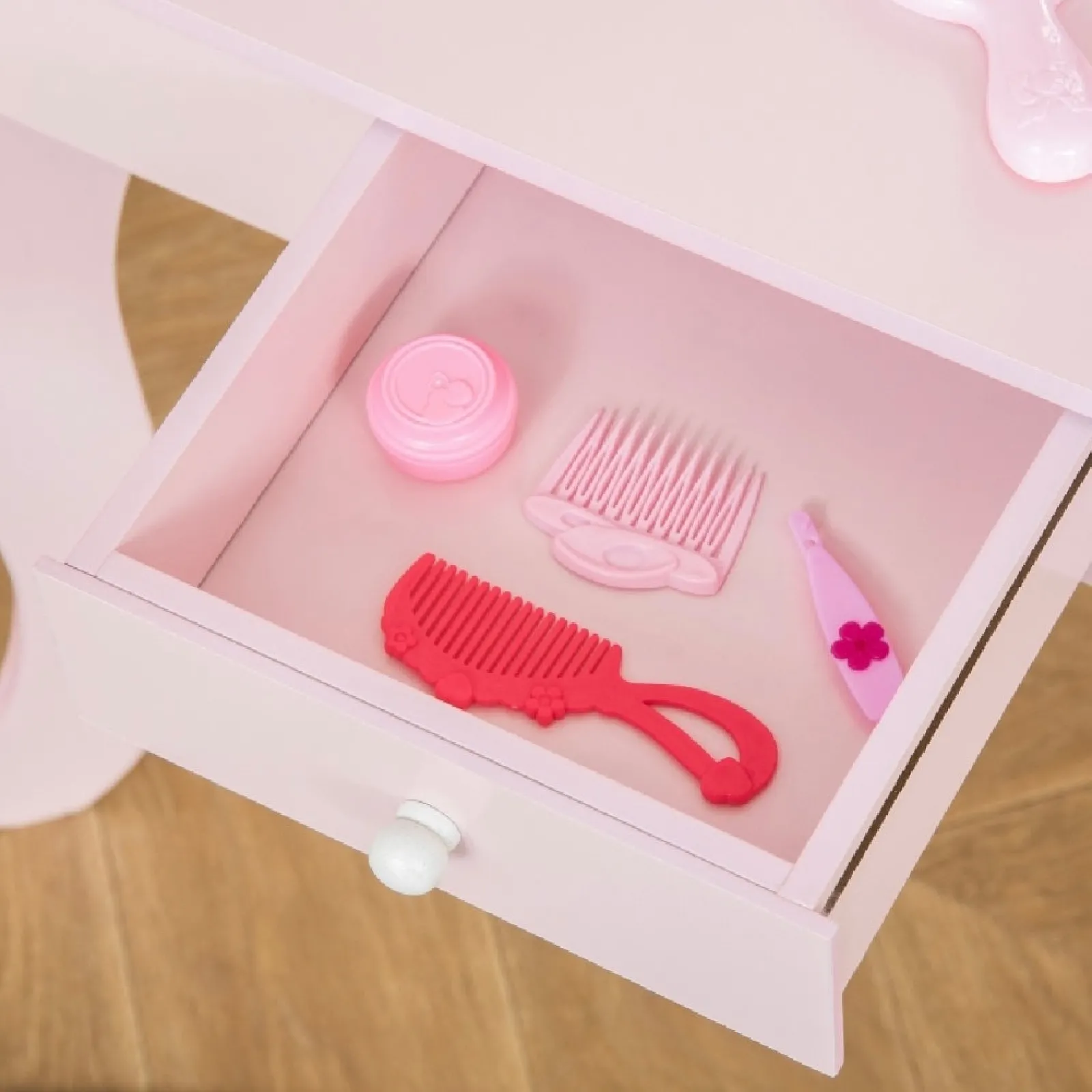 Little Helper Dressing Tables & Vanity Tables | Her Royal Highness Dressing Table with Mirror and Stool | Vanity Unit with Drawer | Pink | 3-6 Years