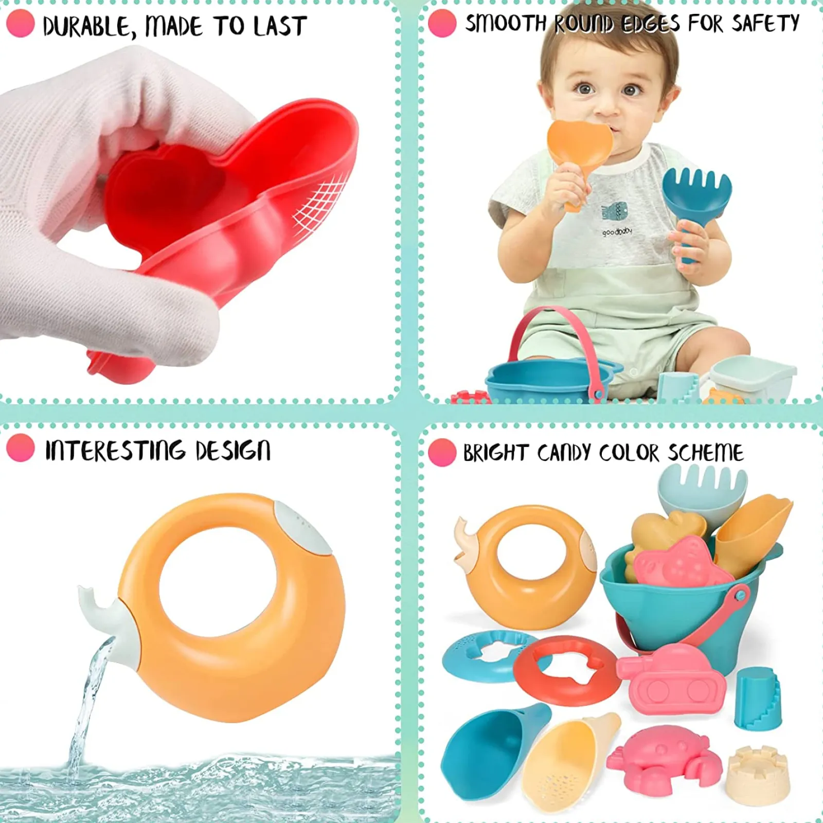 Little Helper Sand & Water Table & Sandpits & Mud Kitchens | Montessori Toys & Products | High Quality Eco-Friendly 9PC Bucket & Spade Set | Outdoor Kids Toys for Sand Pit | 3 years+