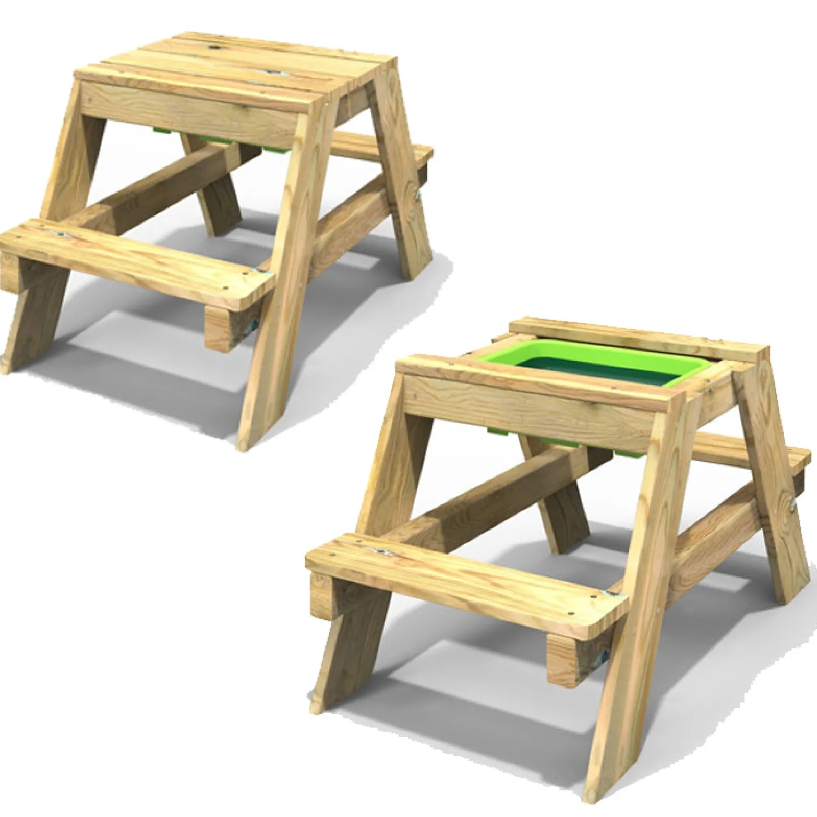 Little Helper Sand & Water Table & Sandpits & Mud Kitchens | High Quality Montessori 4-in-1 Eco Wooden 2 Seater Picnic Bench, Water Station, Sandpit & Mud Kitchen + Lid | 3 Years +