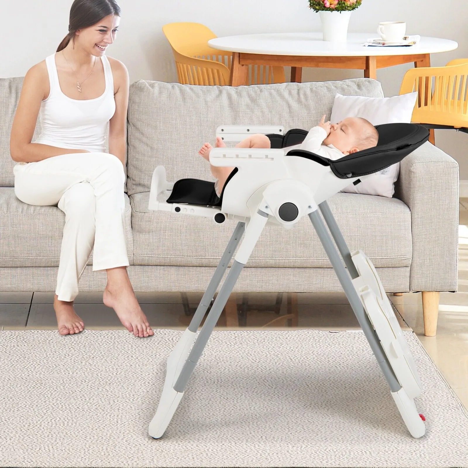 Little Helper High Chairs (plastic) | 4-in-1 Reclining | Folding | Height Adjustable Baby High Chair | Toy Bar | Cushion