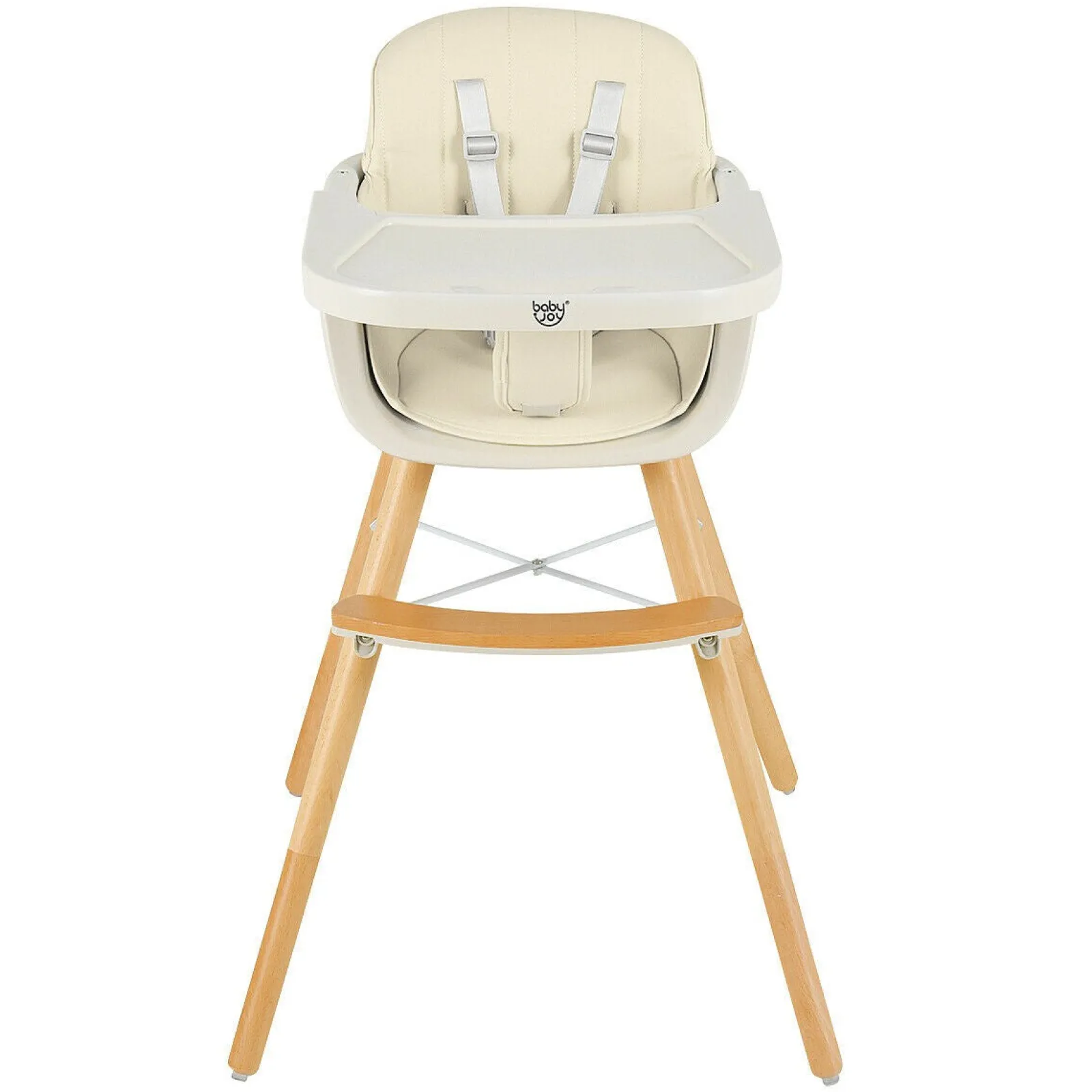 Little Helper High Chairs (wooden) | High Chairs (combination) | 3-in-1 Adjustable Height Beech Wooden High Chair & Tray | Low Chair | Cream Cushion