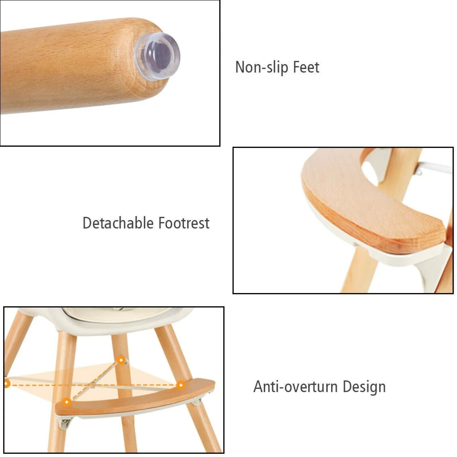 Little Helper High Chairs (wooden) | High Chairs (combination) | 3-in-1 Adjustable Height Beech Wooden High Chair & Tray | Low Chair | Cream Cushion